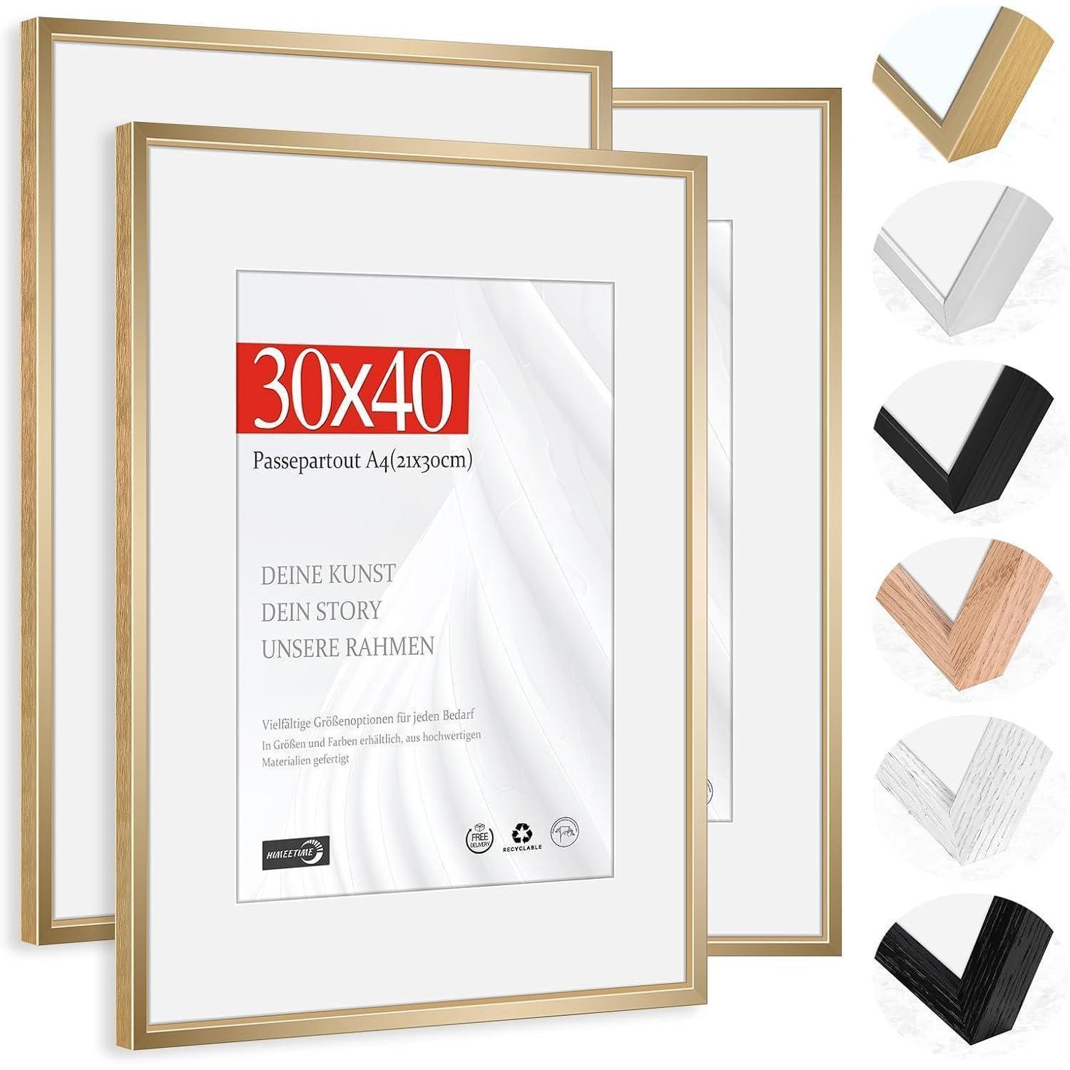 Bilderrahmen Passepartout 21x30cm Alu Champagner Gold 30x40cm 3x