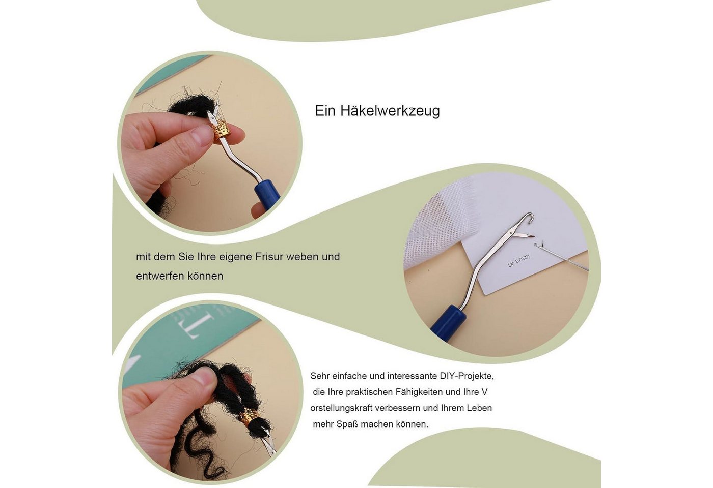 Dreadlock Häkelnadel 48-teiliges Set 6 Häkelnadeln Gebogene Knüpfnadeln Etui Bild 4