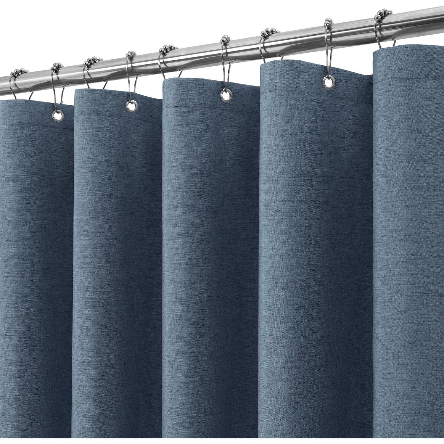 Duschvorhang Metallringe Leinen Marineblau H214 X B182 Cm 1er Pack