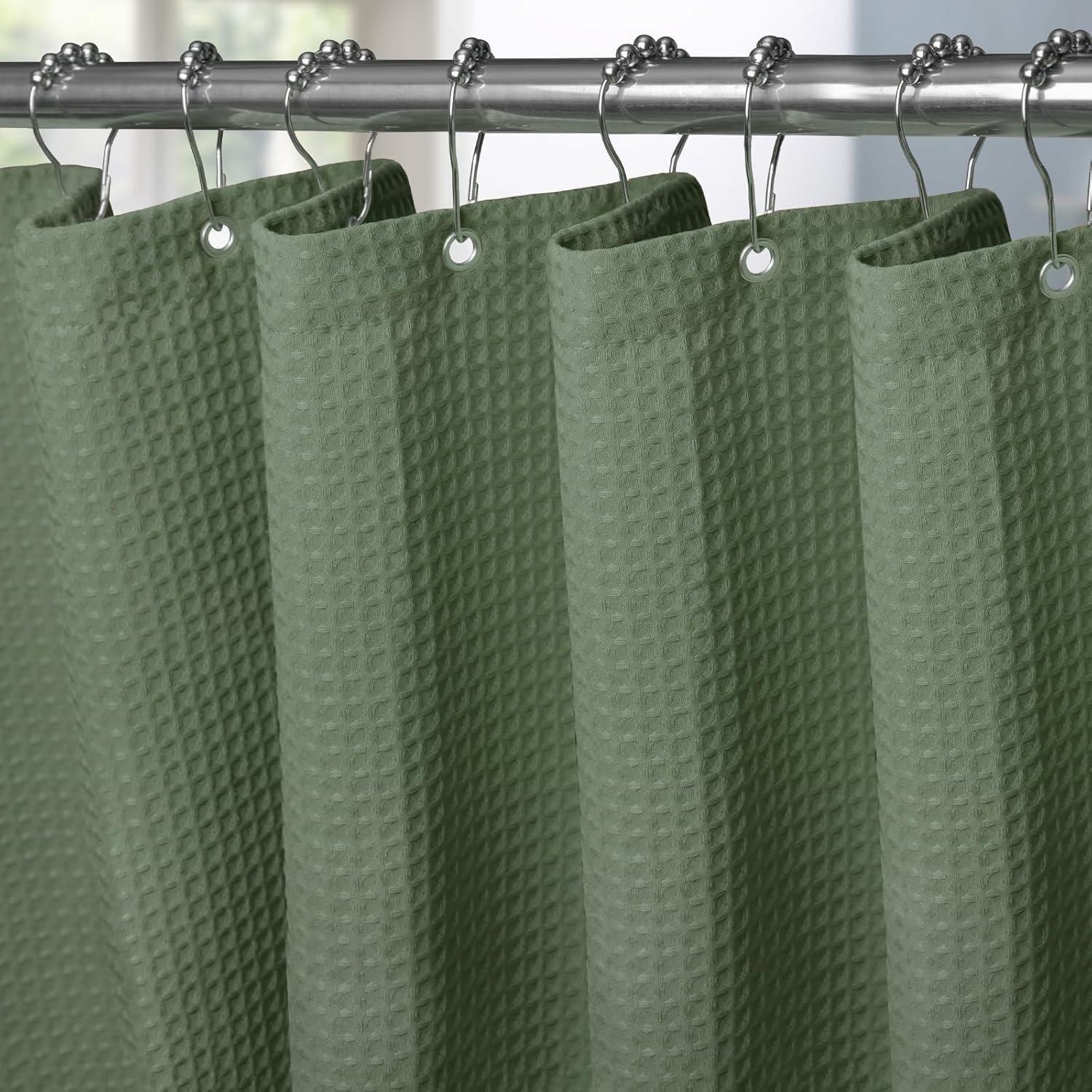 Duschvorhang Metallringe Textil Waffel Grün H182 X B275 Cm 1er Pack