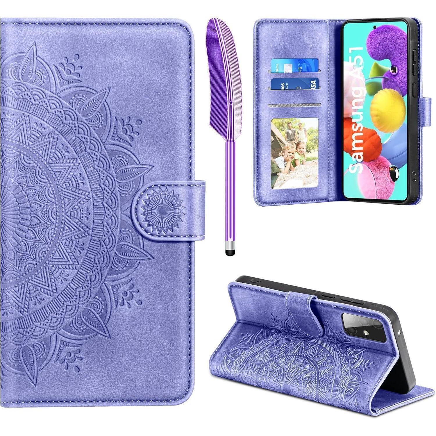 Lila Easdnb Samsung Galaxy A51 Leder Flip Wallet Case Standfunktion