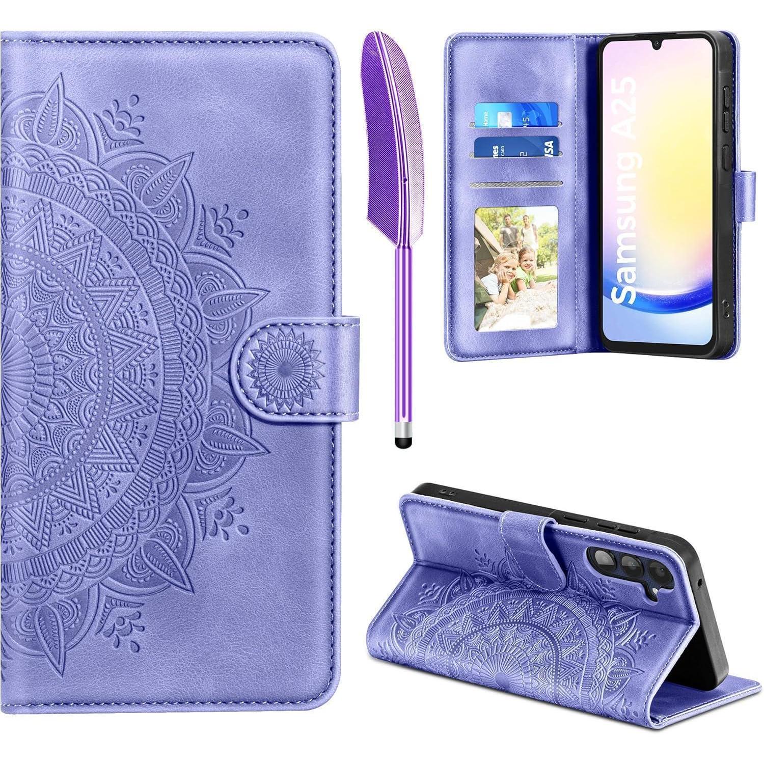 Easdnb Samsung Galaxy A25 Hülle Flip Wallet Pu Leder Case Lila