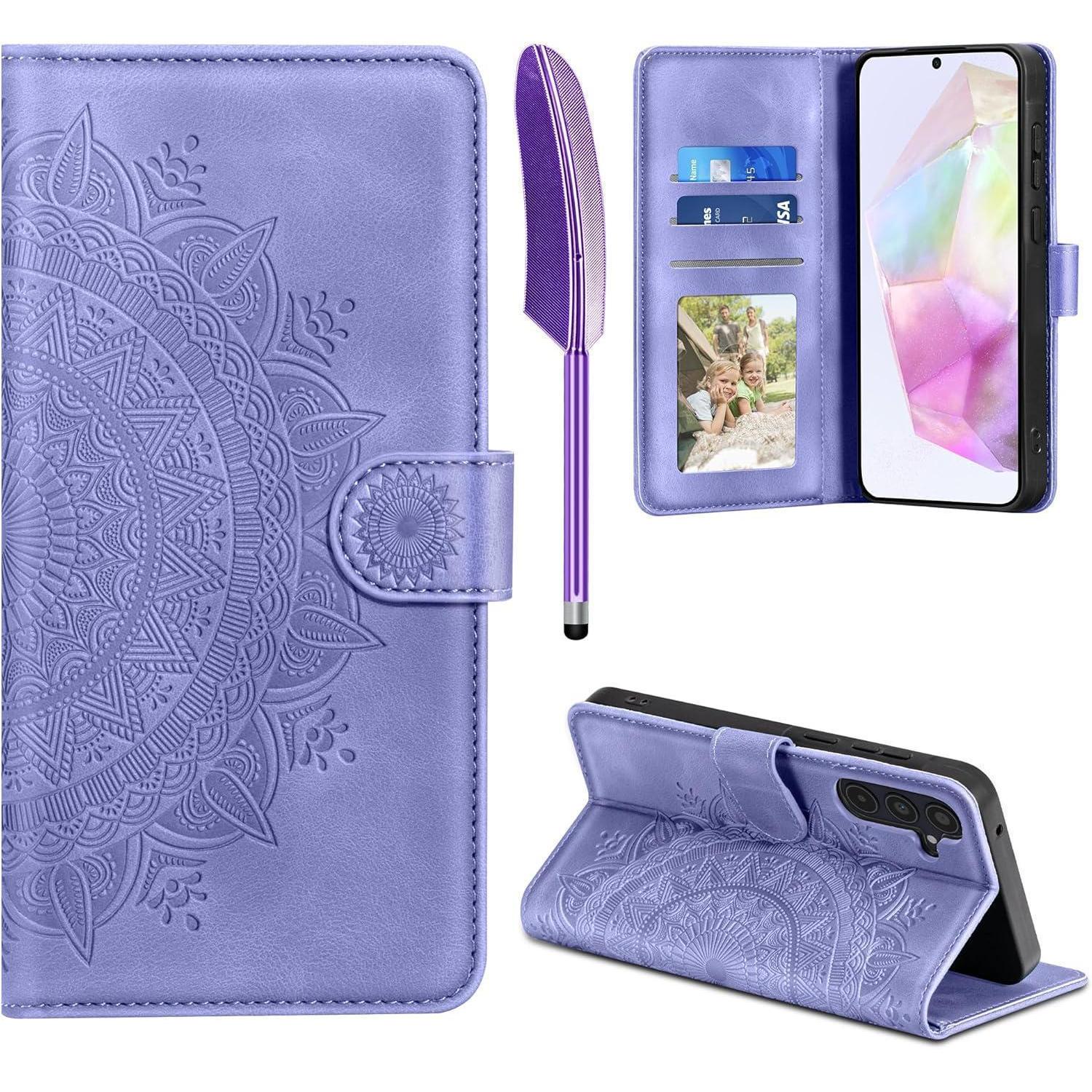 Samsung Galaxy A35 5g Hülle Wallet Leder Schutzhülle Flip Case Lila