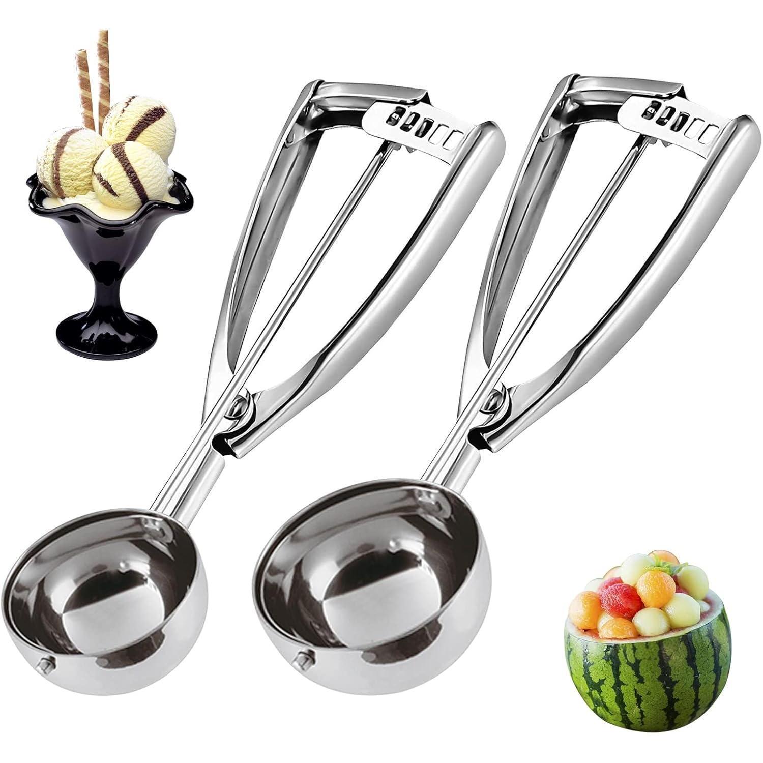 Eisportionierer Edelstahl Auslöser 2 Paquets (5,0 Cm + 6,3 Cm) Silber