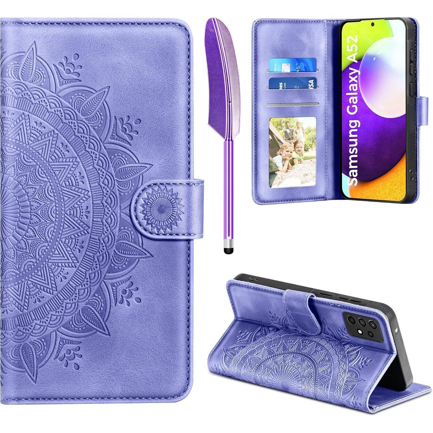 Handyhülle Samsung Galaxy A52s 5g Leder Flip Case Schutzhülle Lila