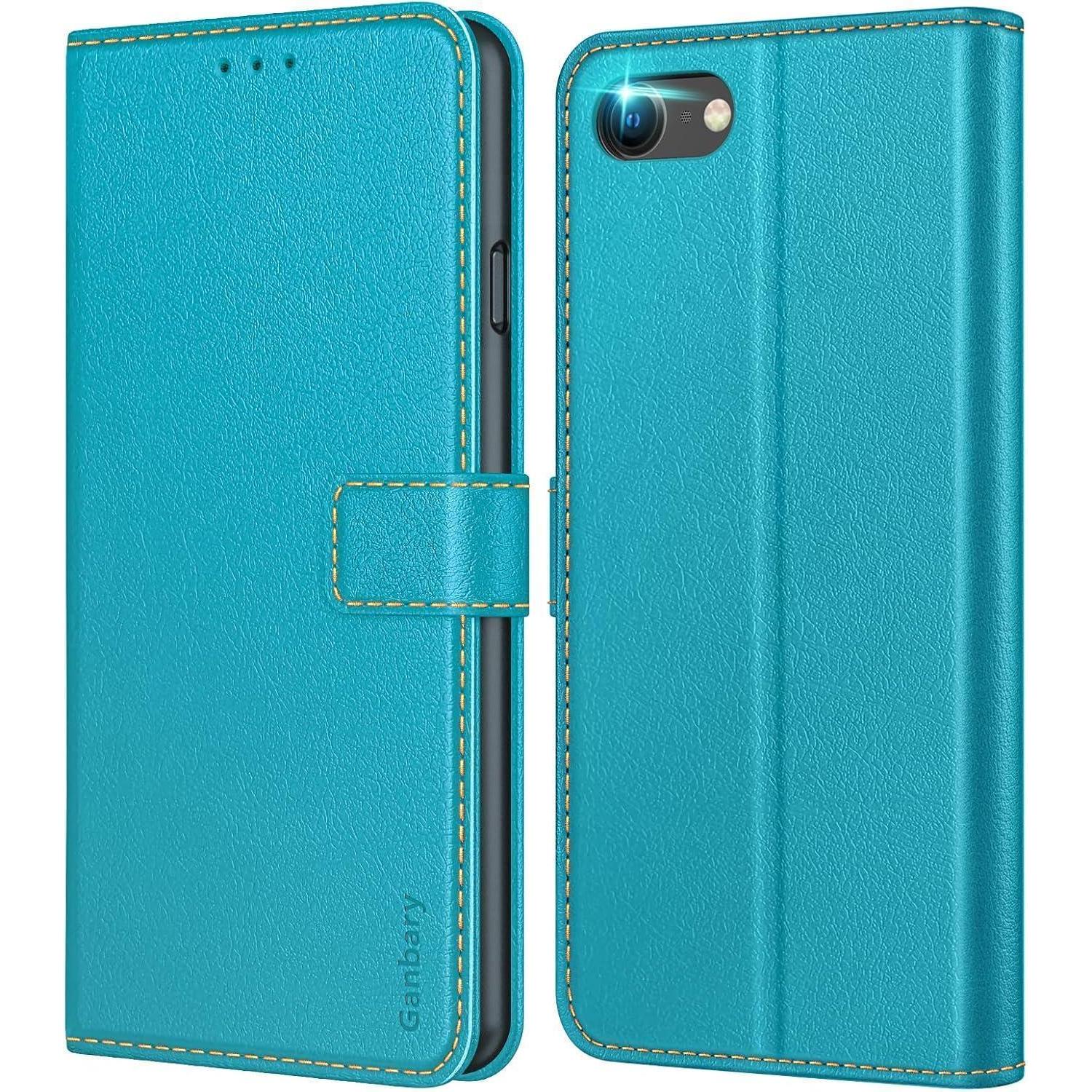 Ganbary Azurblaue Leder Handyhülle Für Iphone Se 2022 5g Se 2020 7 8