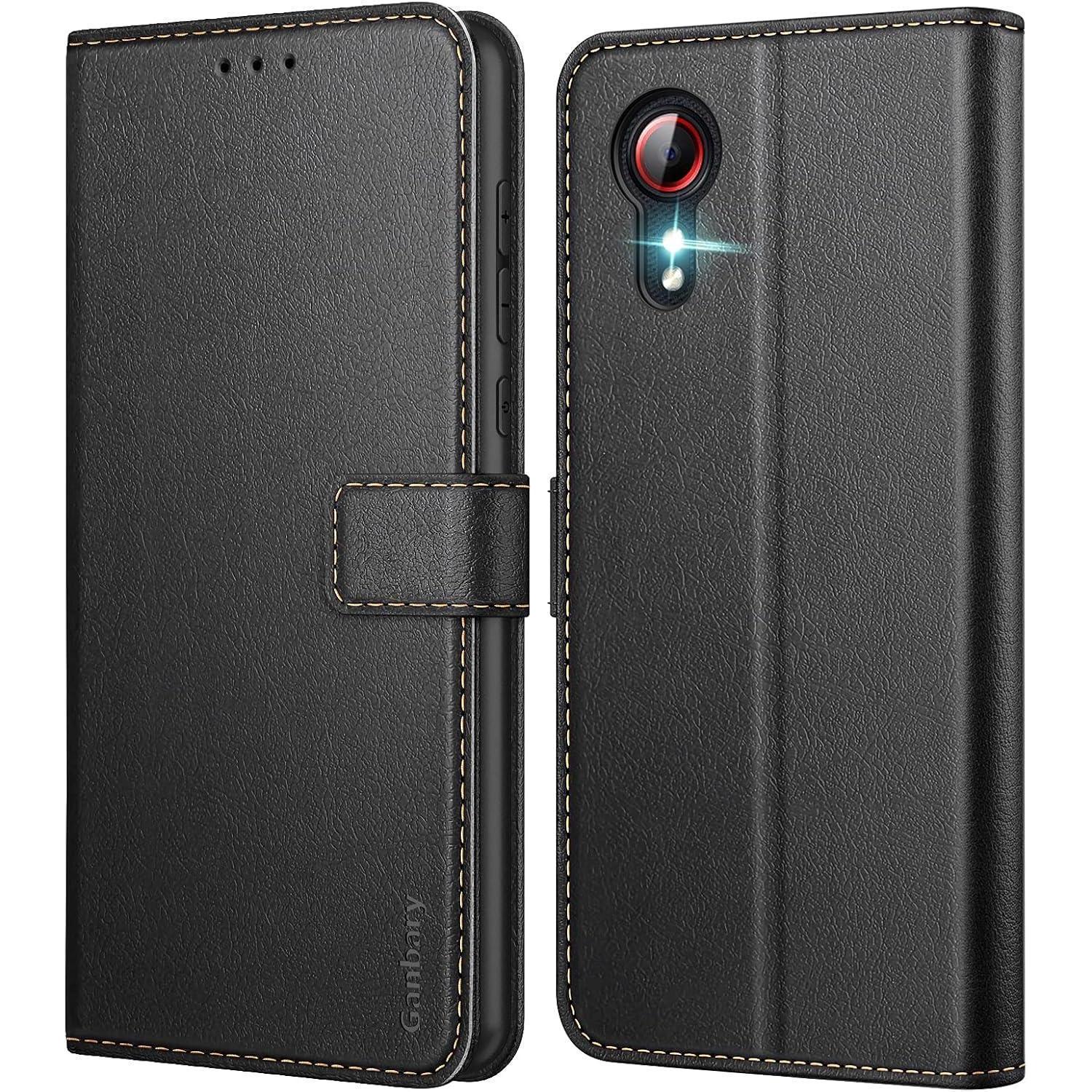 Samsung Galaxy Xcover 5 Handyhülle Leder Flipcase Schwarz Mit Kartenfächern
