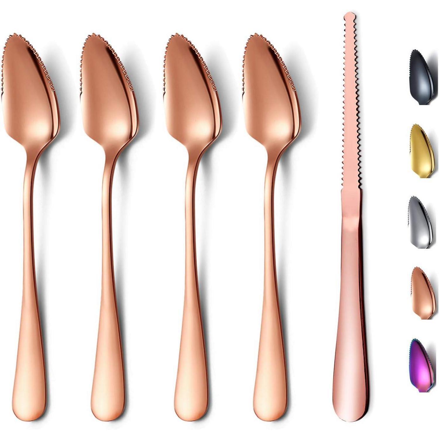 Grapefruitlöffel Set Edelstahl Grapefruitmesser Titan 5. Roségold