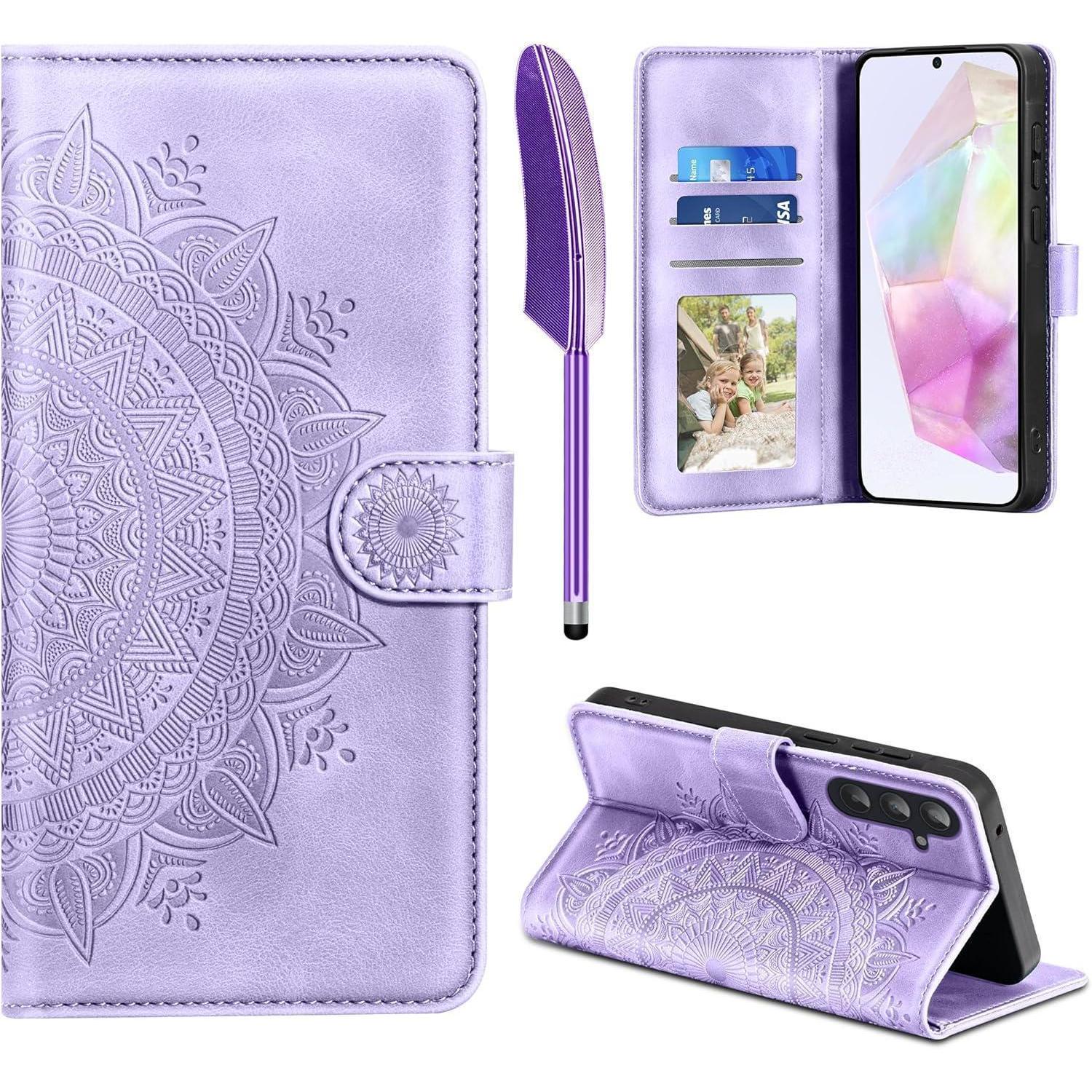 Handyhülle A35 5g Kartenfach Magnet Samsung Galaxy A35 Hellviolett