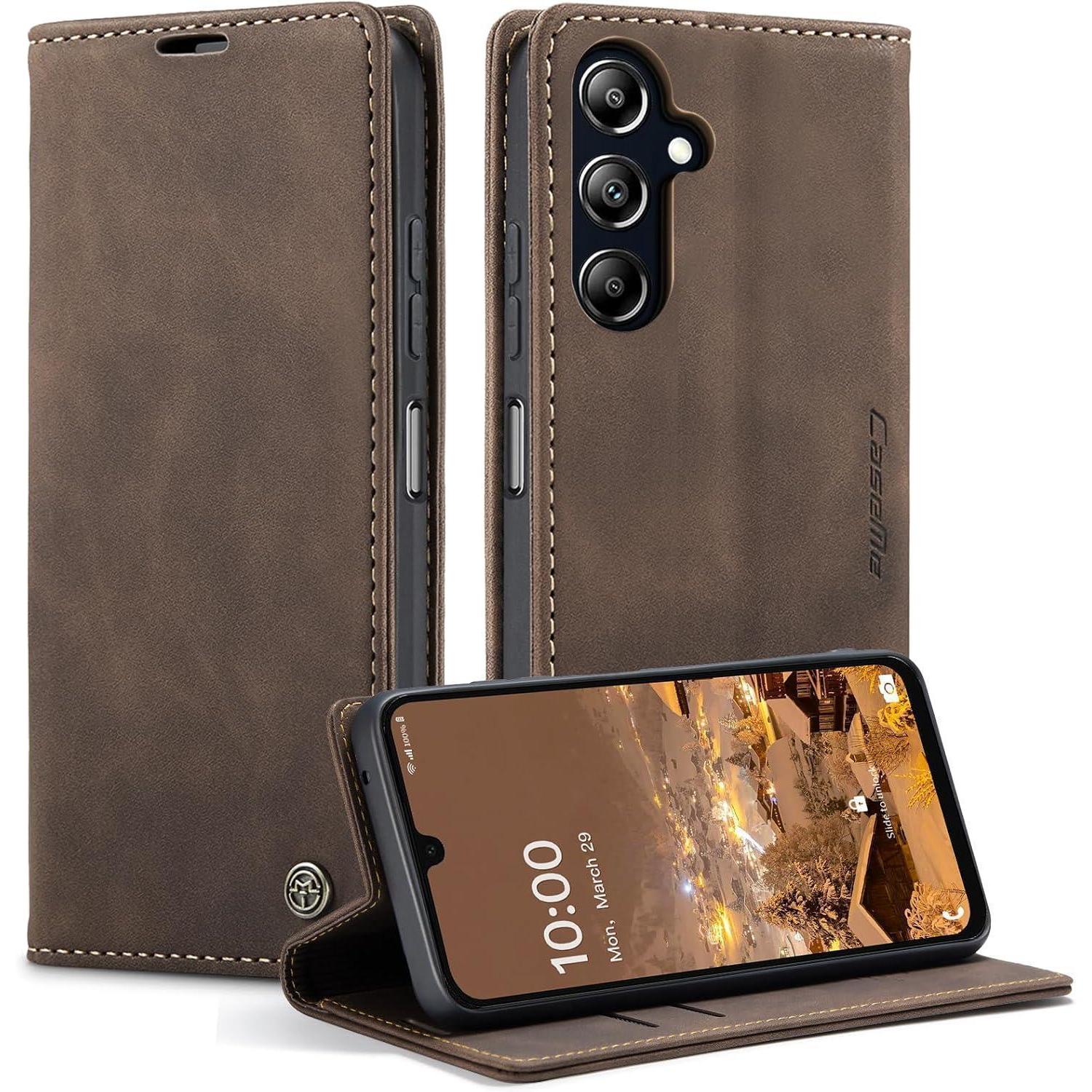 Handyhülle Galaxy A16 5g 4g Klapphülle Leder Für Galaxy A16 Kaffee