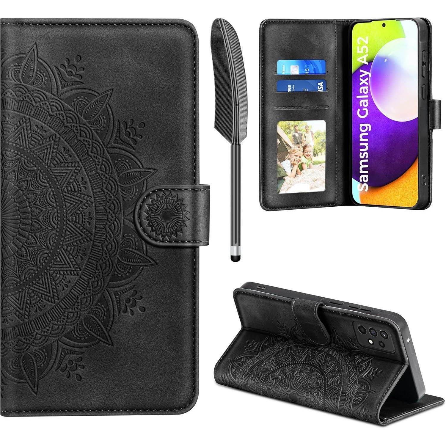 Handyhülle Galaxy A52 A52s Pu Leder Flip Samsung Galaxy A52 Schwarz