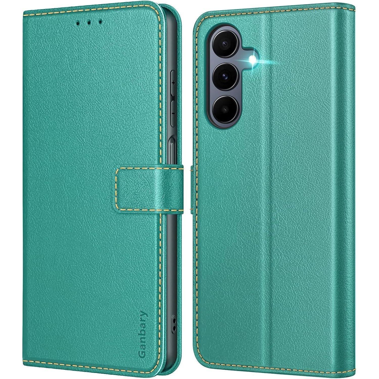 Handyhülle Klapphülle Leder Kartenschlitze Samsung Galaxy A16 Blaugrün