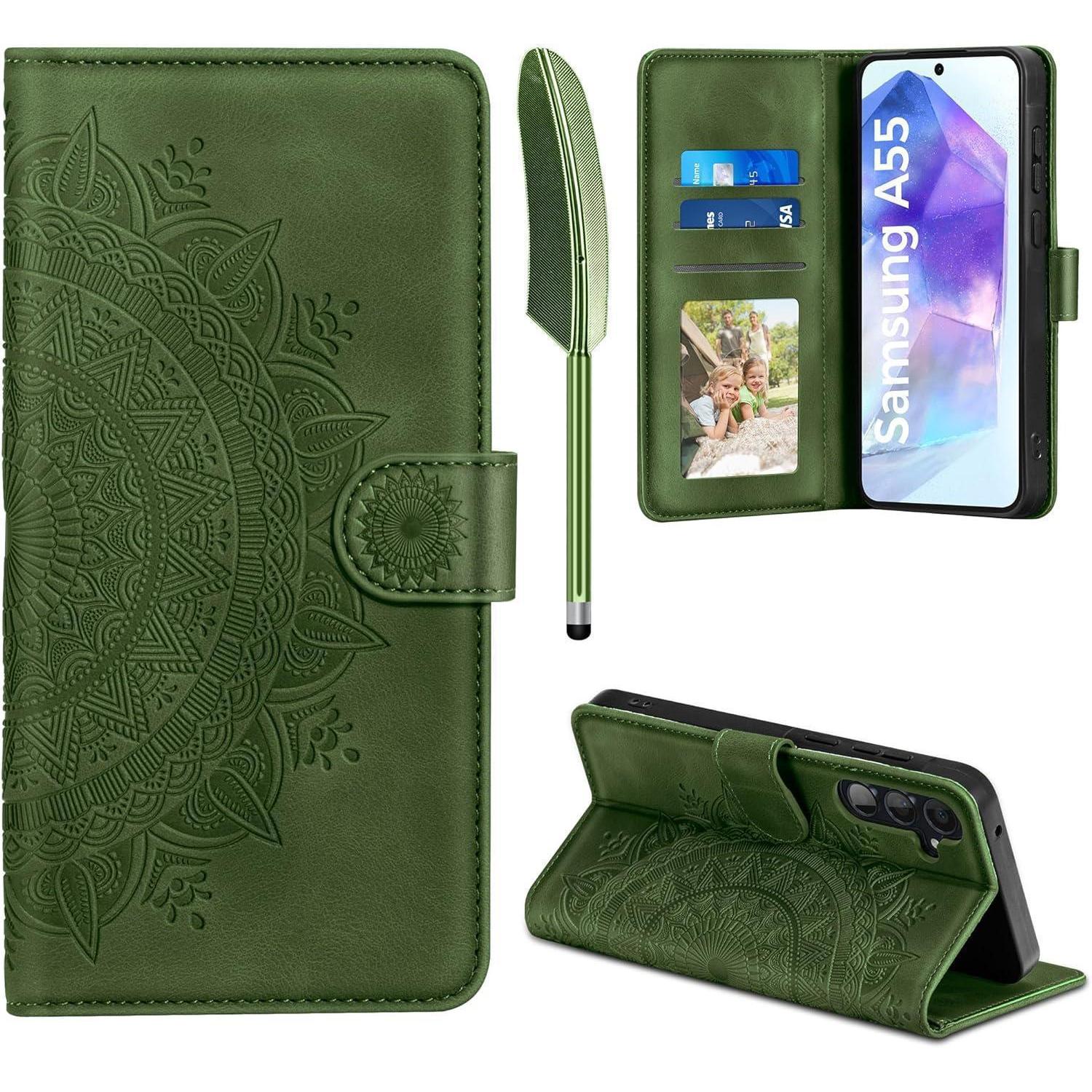 Handyhülle Pu Leder Klapphülle Wallet Samsung Galaxy A55 Grasgrün