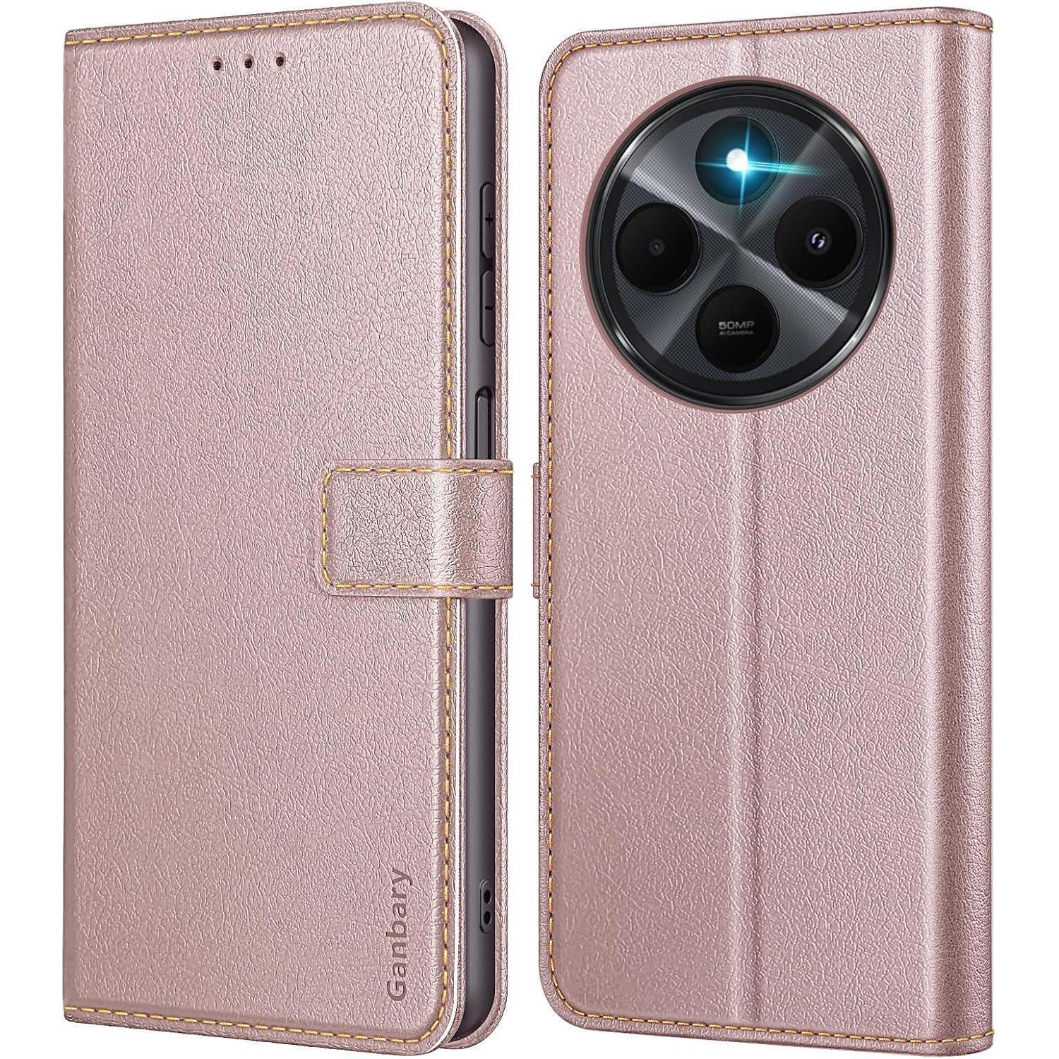 Handyhülle Redmi 14c Leder Klapphülle Xiaomi Redmi 14c Ros&xe9gold