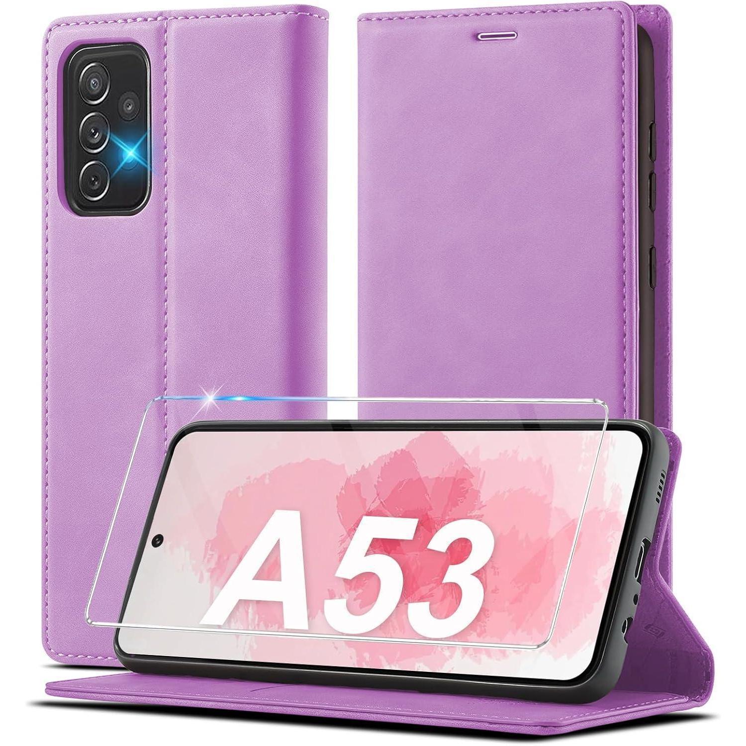 Handyhülle Samsung Galaxy A53 Leder Klappbar Stoßfest Purple