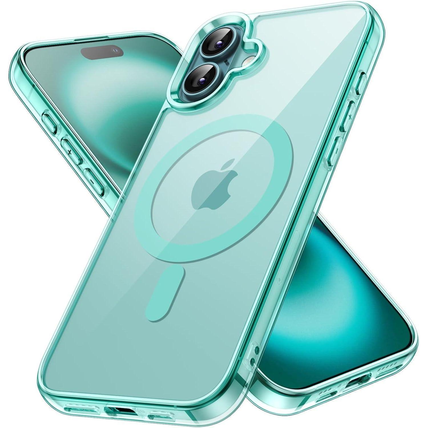 Handyhülle Iphone 16 Magsafe Stoßfest Transparent Blaugrün