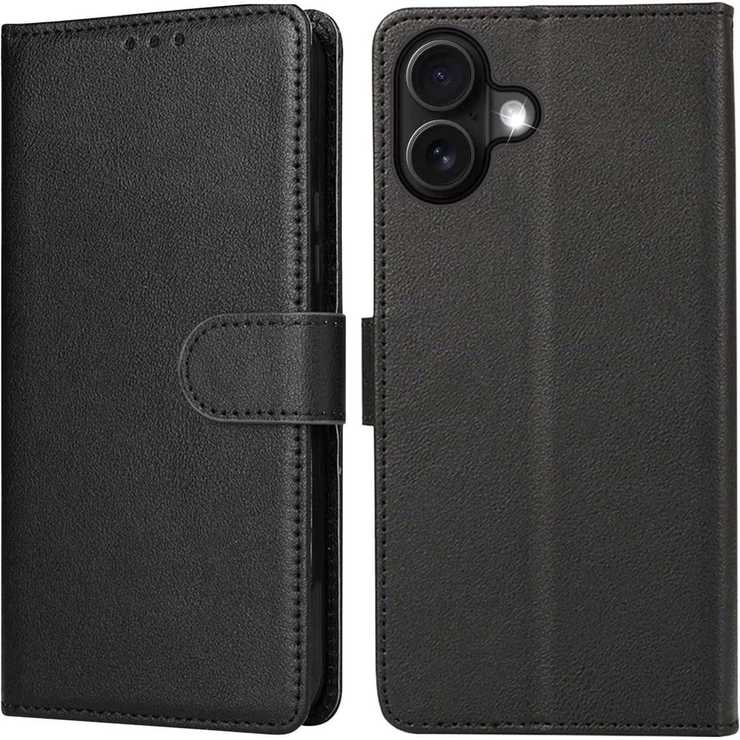Handyhülle Iphone 17 Leder Klapphülle Kartenfach Iphone 17 Schwarz