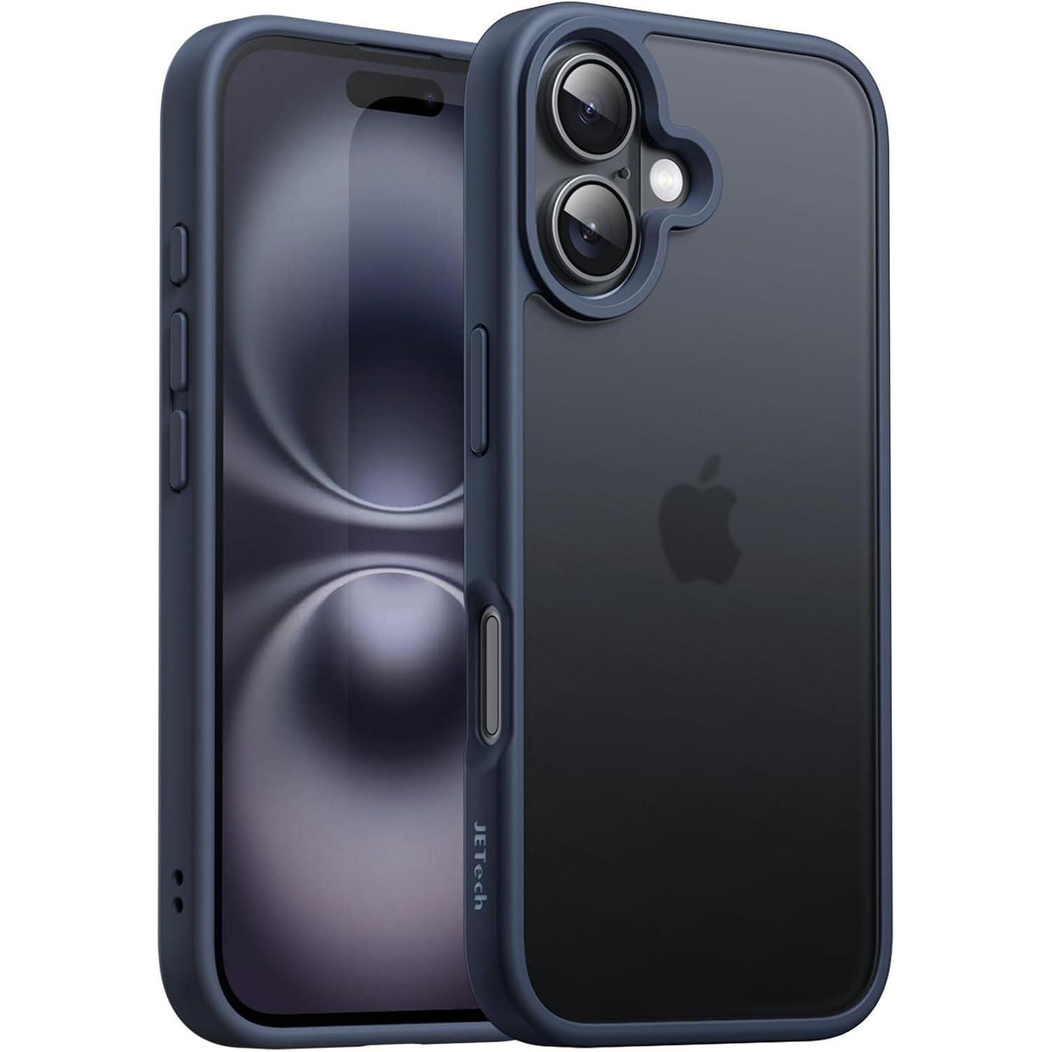 Handyhülle Iphone16 6,1 Zoll Stoßfest Matt Transluzent Sturmblau