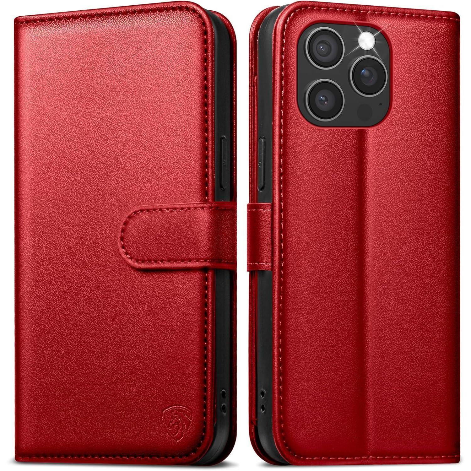 Handyhülle Iphone16promax Klapphülle Leder 6 Für Iphone 16 Pro Max Rot