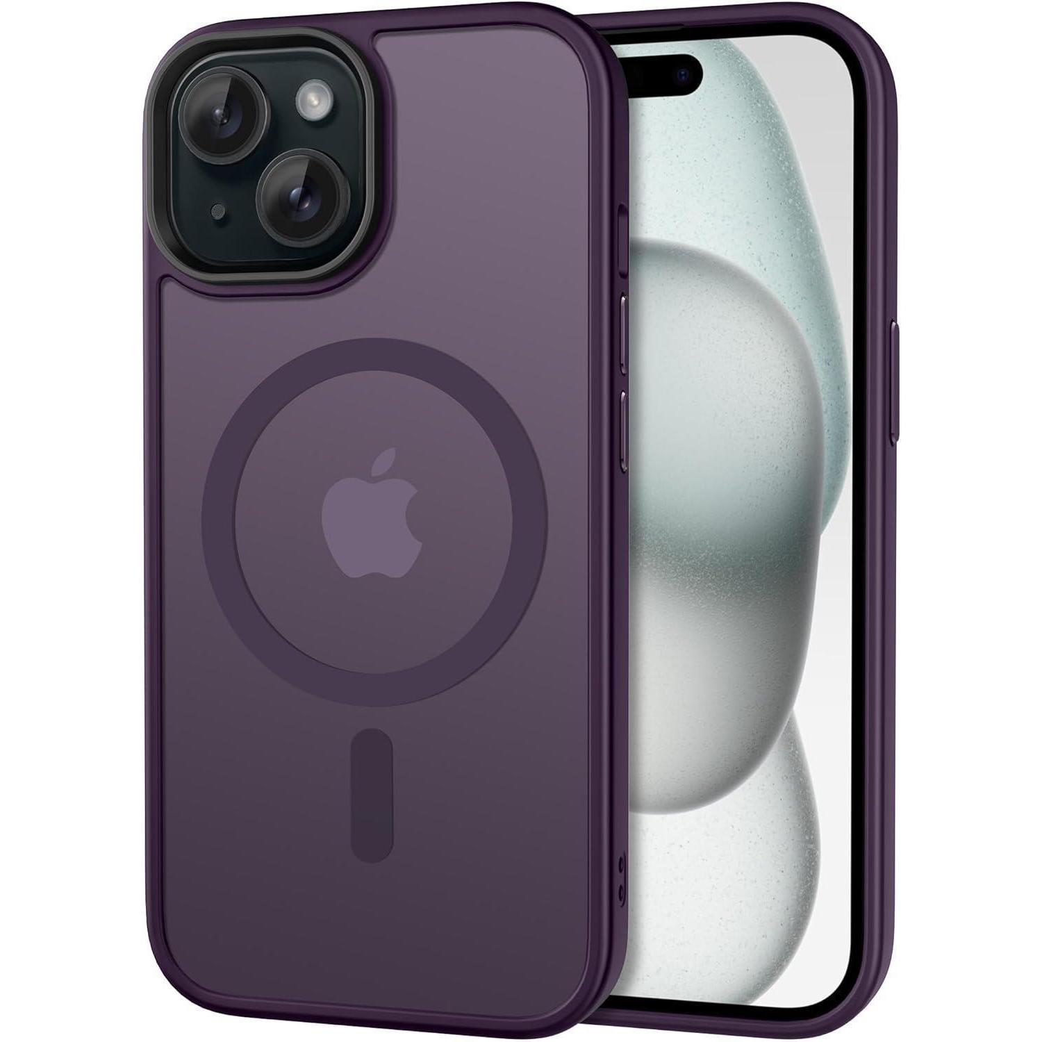 Hülle Iphone 15 Kameraschutz Magsafe Stoßfest Iphone 15 Dunkel Violett