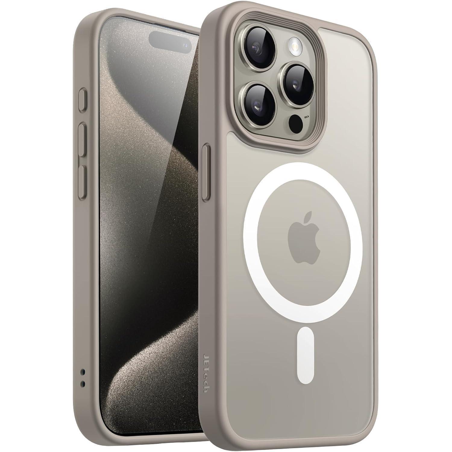 Hülle Magnetisch Iphone 15 Pro 6 1 Zoll Magsafe Stoßfest Titan Natur