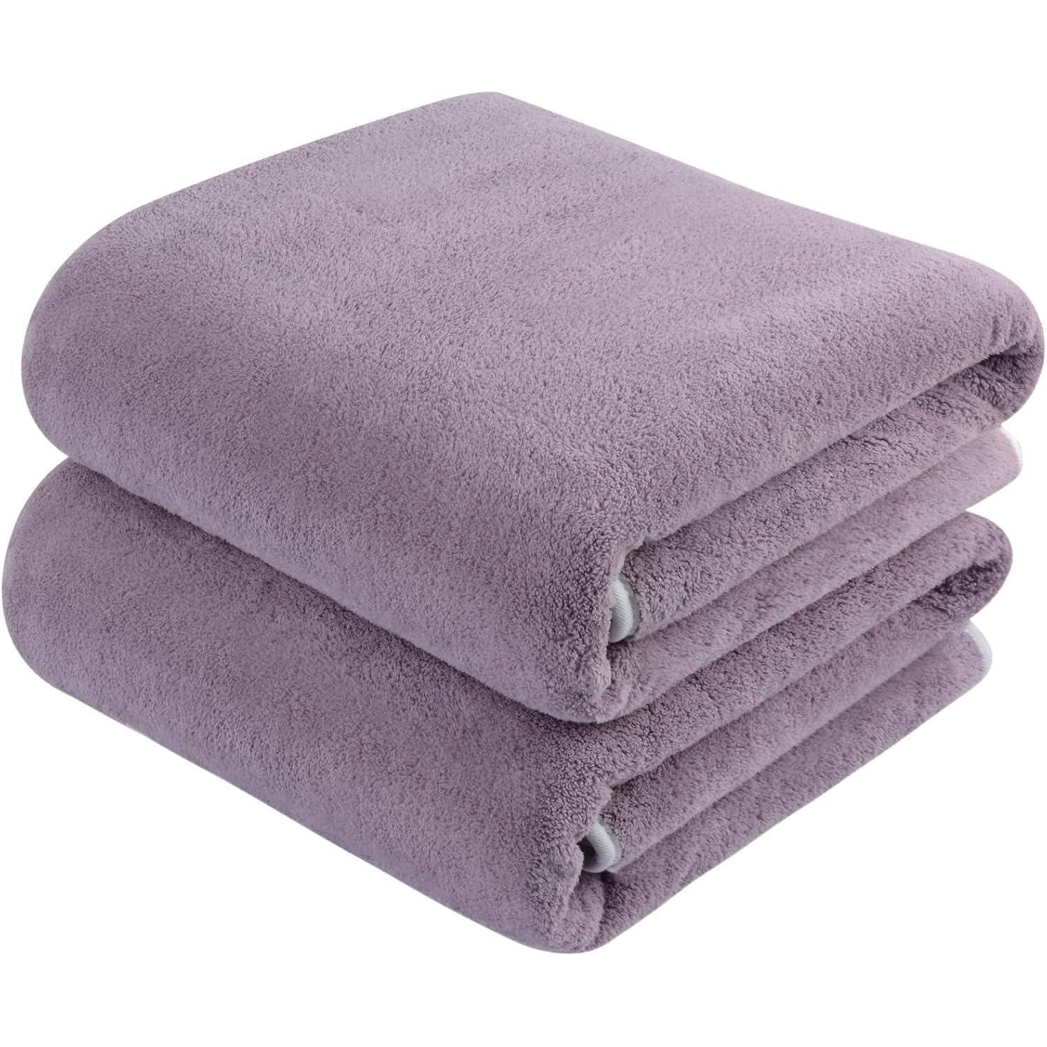 Kinhwa Mikrofaser Xxl Badetuch 76x152cm 2er Pack Lila Schnelltrocknend
