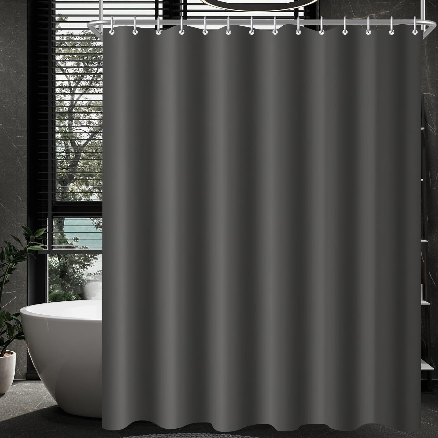 Duschvorhang Dunkelgrau 200x200cm Antischimmel Wasserdicht Polyester 12 Ringe