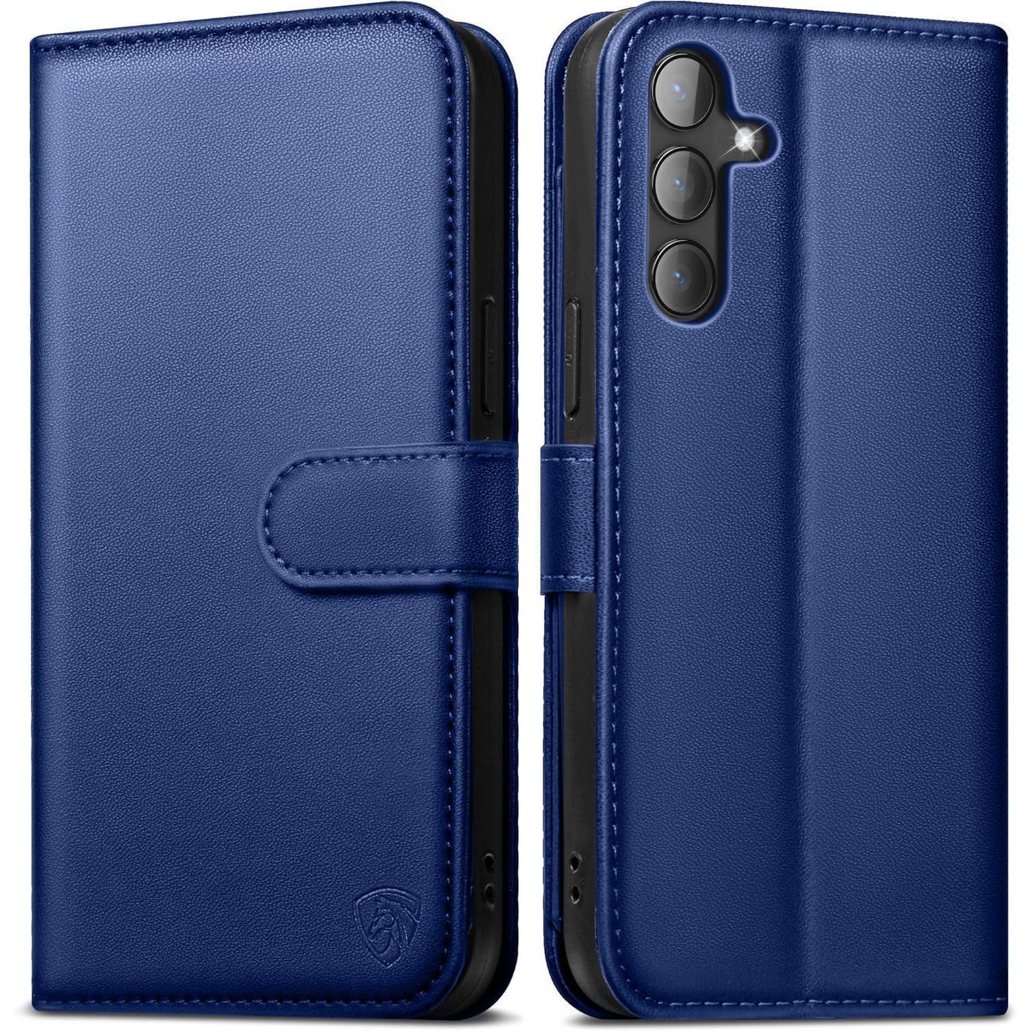 Easdnb Samsung Galaxy S24 Handyhülle Wallet Premium Leder Königsblau