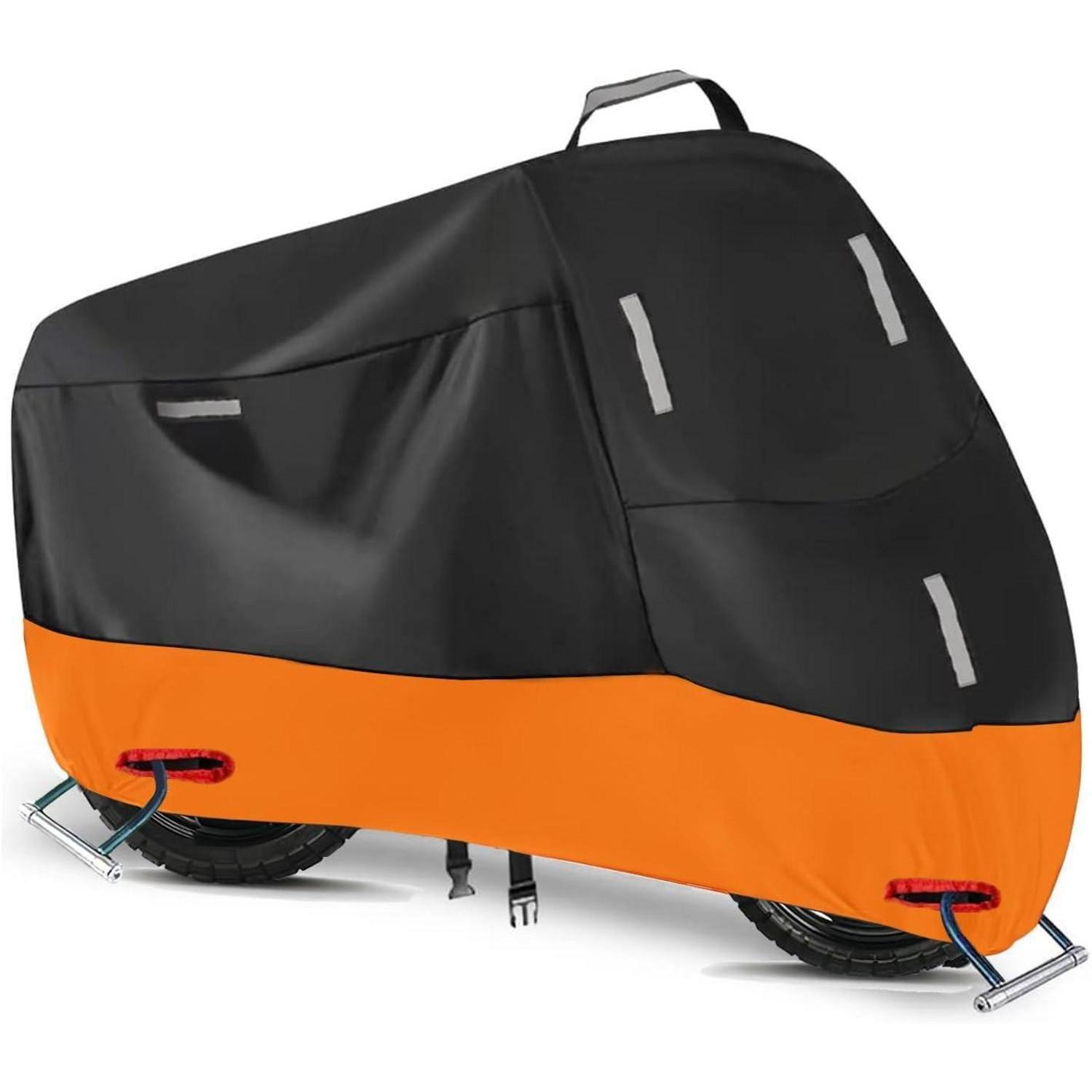 Motorradplane 300d Wasserdicht 2xl (245 X 95 X 125 Cm) Silber Orange