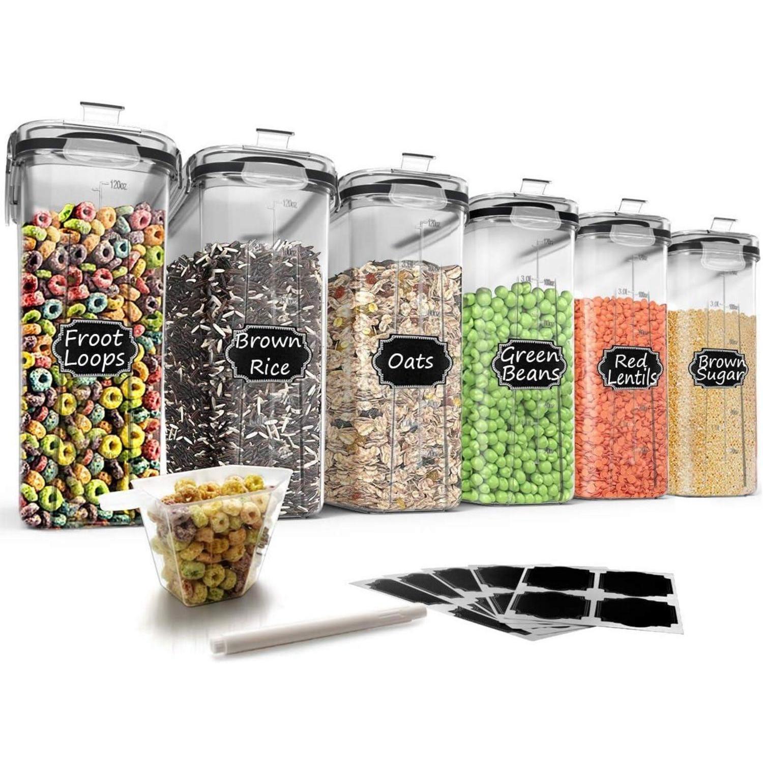 Müsli Behälter Set 6er 384ml Kunststoff Luftdicht Schwarz Transparent