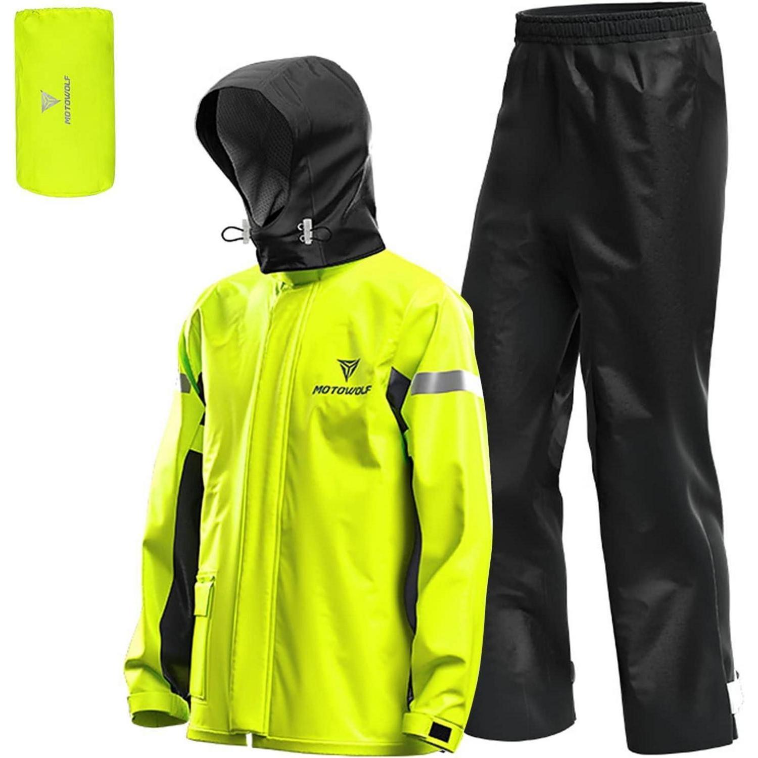 Regenanzug Herren Motorrad Wasserdicht Reflektierend Hose Gelb S