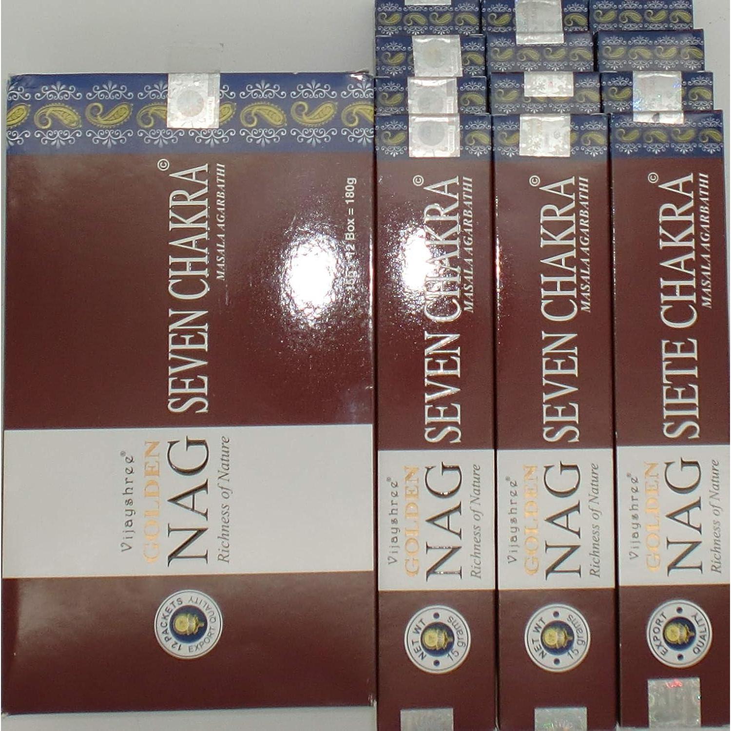 Räucherstäbchen Siete Sieben Chakras Golden Nag Seven Chakra 180 Gr