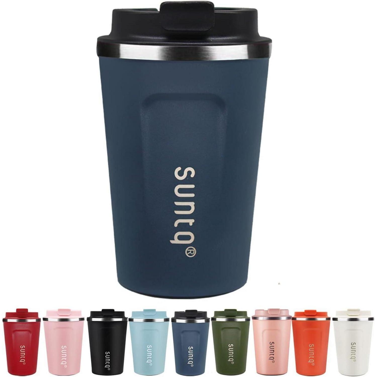 Suntq Kaffeebecher To Go Edelstahl Thermobecher Doppelwandig 380ml Schwarzblau