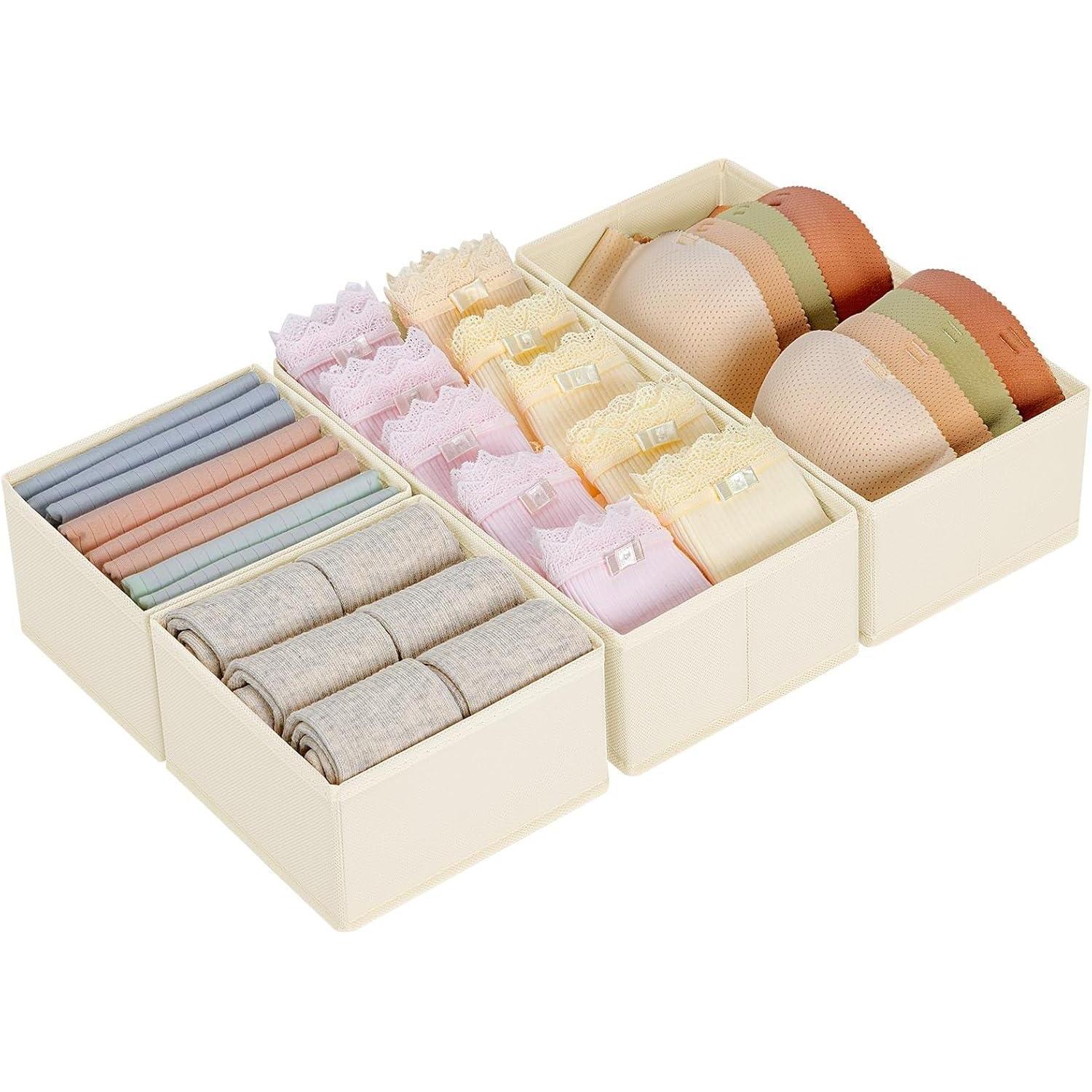 Schubladen Organizer Socken Krawatten Gürtel 4 Stück Cremebeige