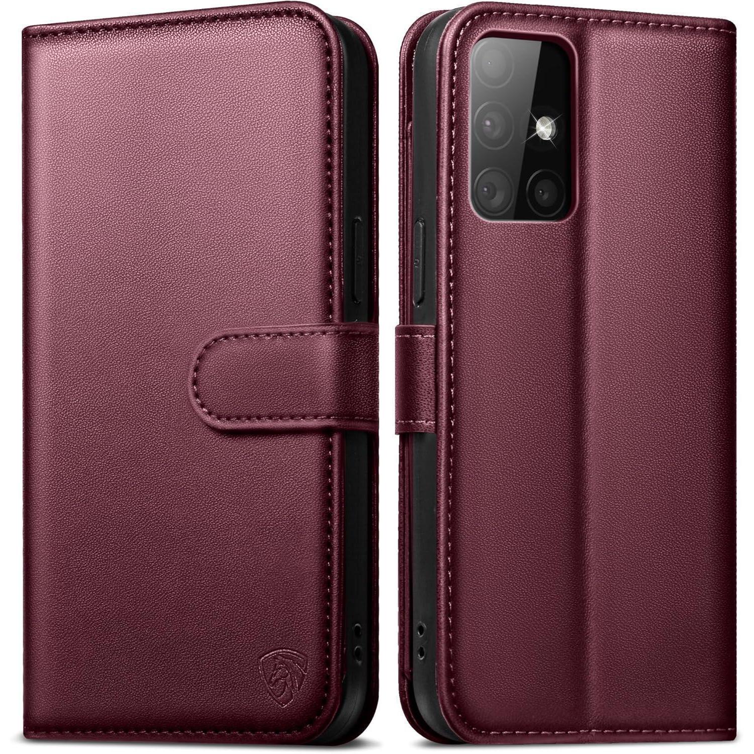 Handyhülle Samsung Galaxy A51 Weinrot Lederhülle Rfid Schutz Standfunktion