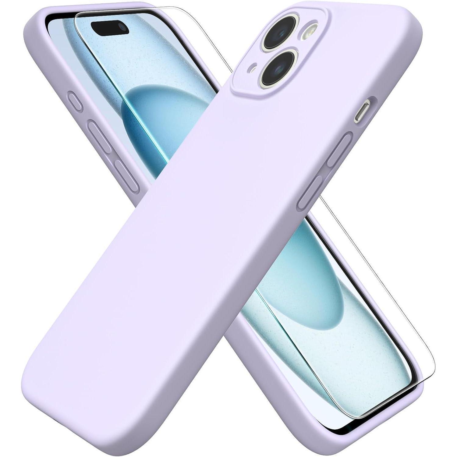 Iphone 15 Hülle Liquid Silicone Mit Kameraschutz Pastell Flieder