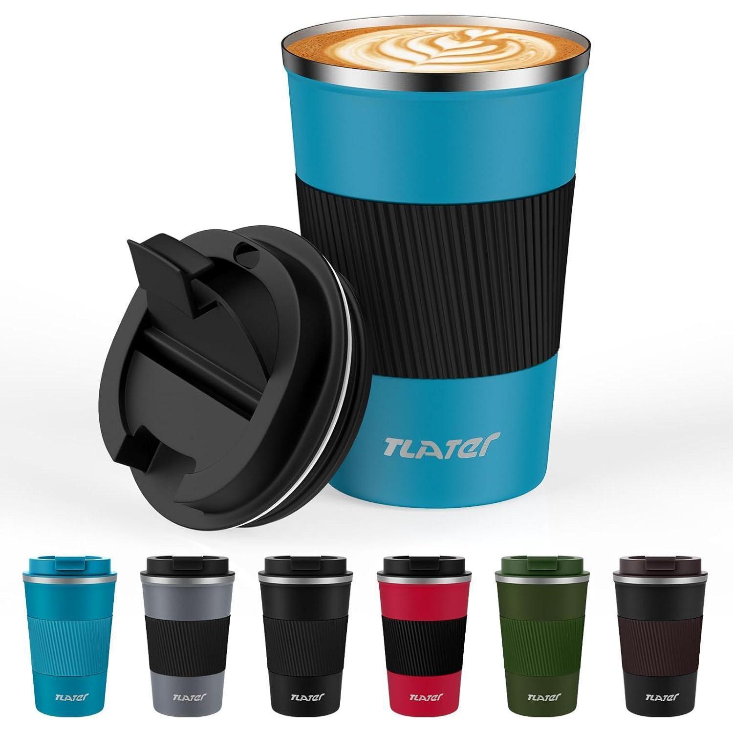 Tlater Stainless Steel 380ml Thermal Coffee Travel Mug Blue Black