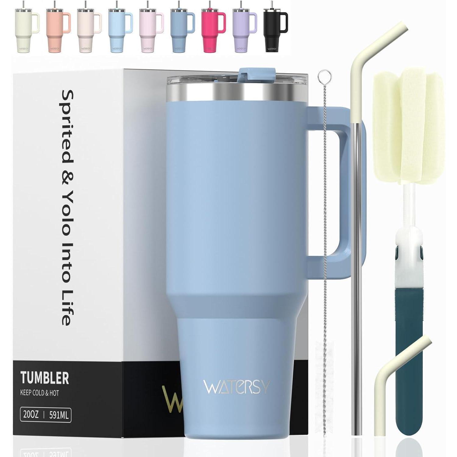 Thermobecher Kaffeebecher Edelstahl Vakuum Strohhalm 591 Ml Smogblau