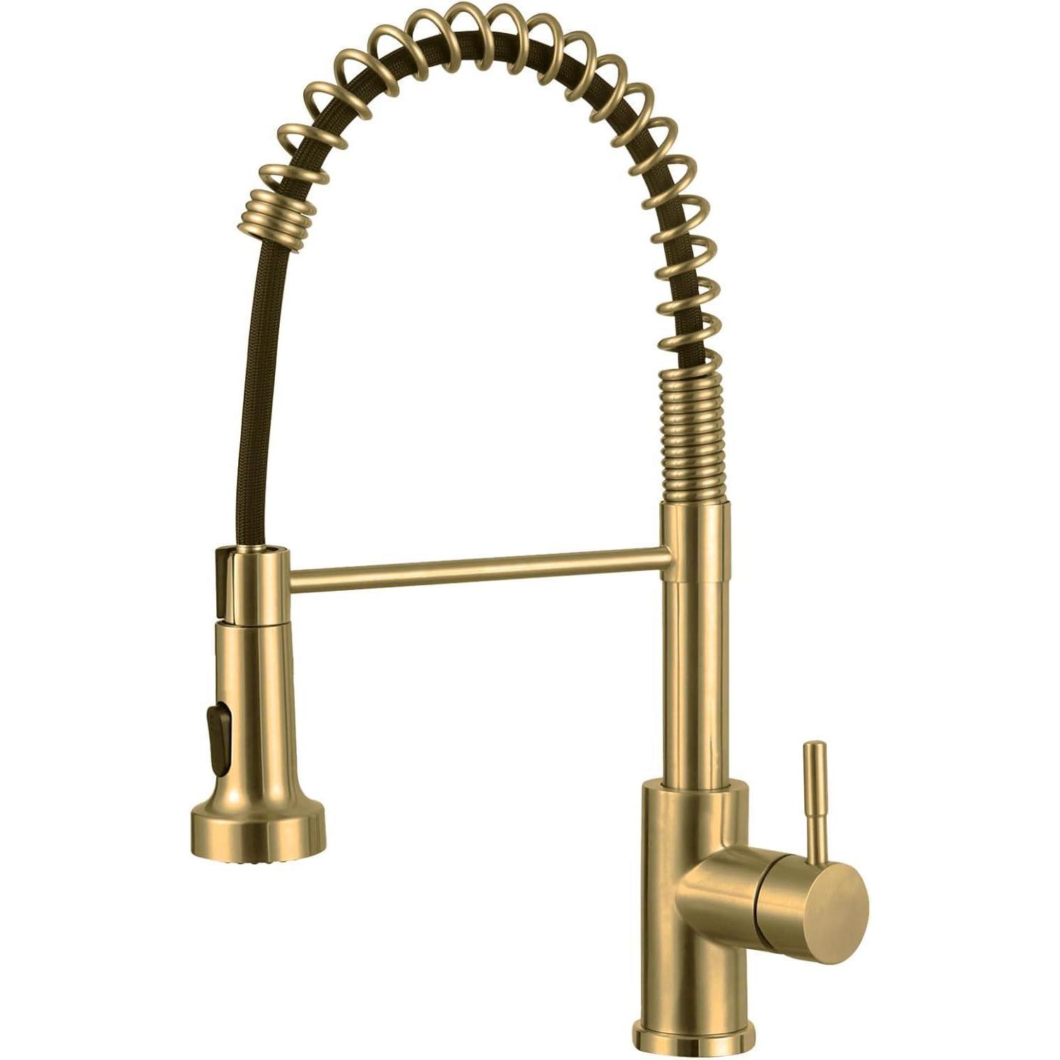 Wasserhahn Küche Ausziehbar Brause Edelstahl304 360 Gebürstetes Gold