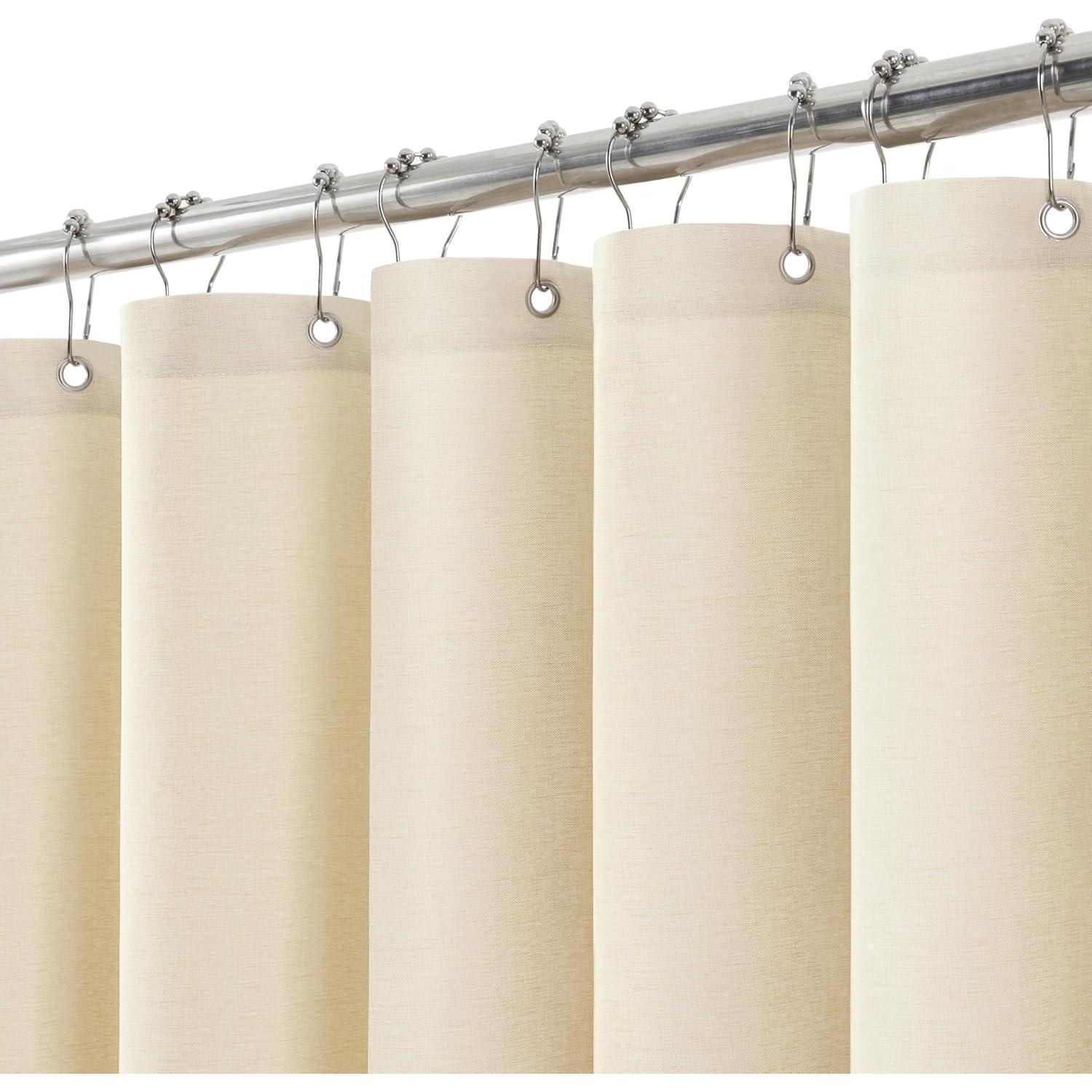 Duschvorhang Metallringe Leinen - Beige H244 X B182 Cm (1er Pack)
