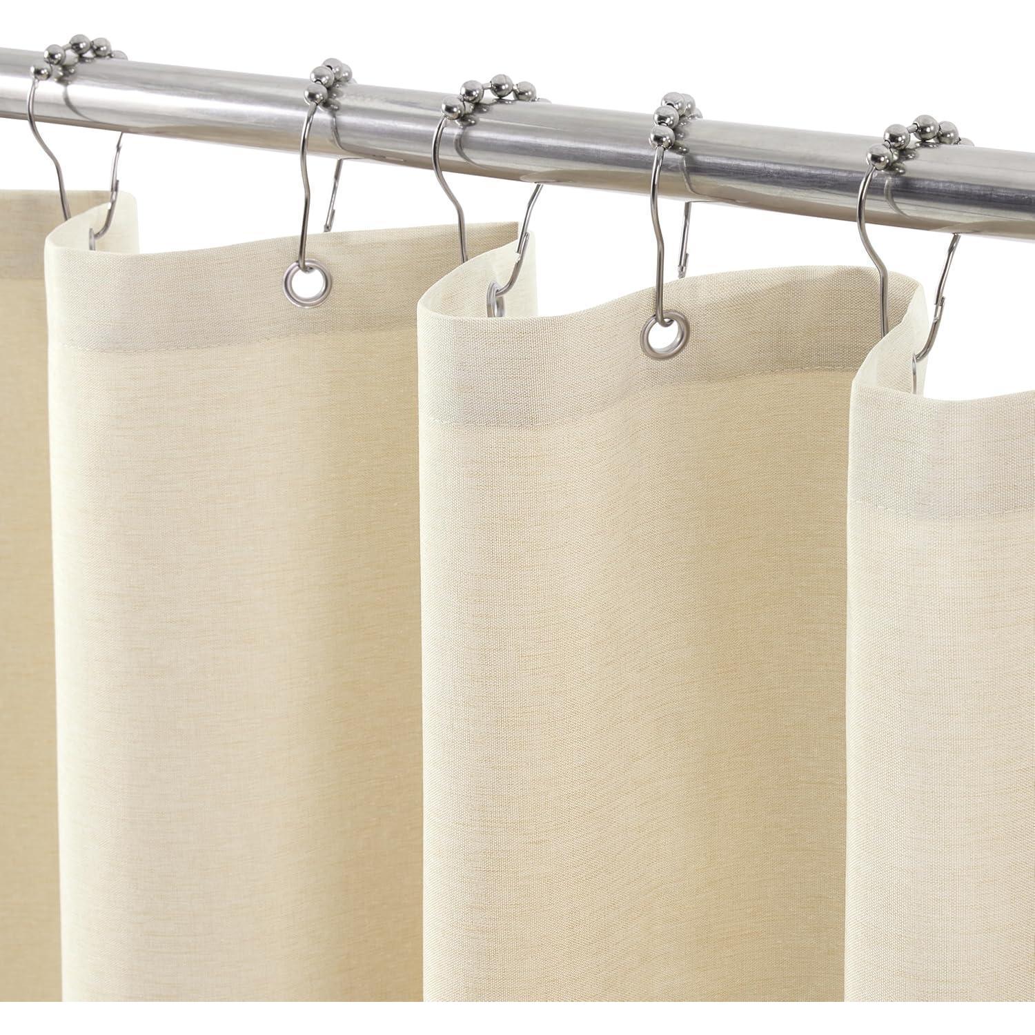 Duschvorhang Leinen Mit Metallringen 92x182cm Beige