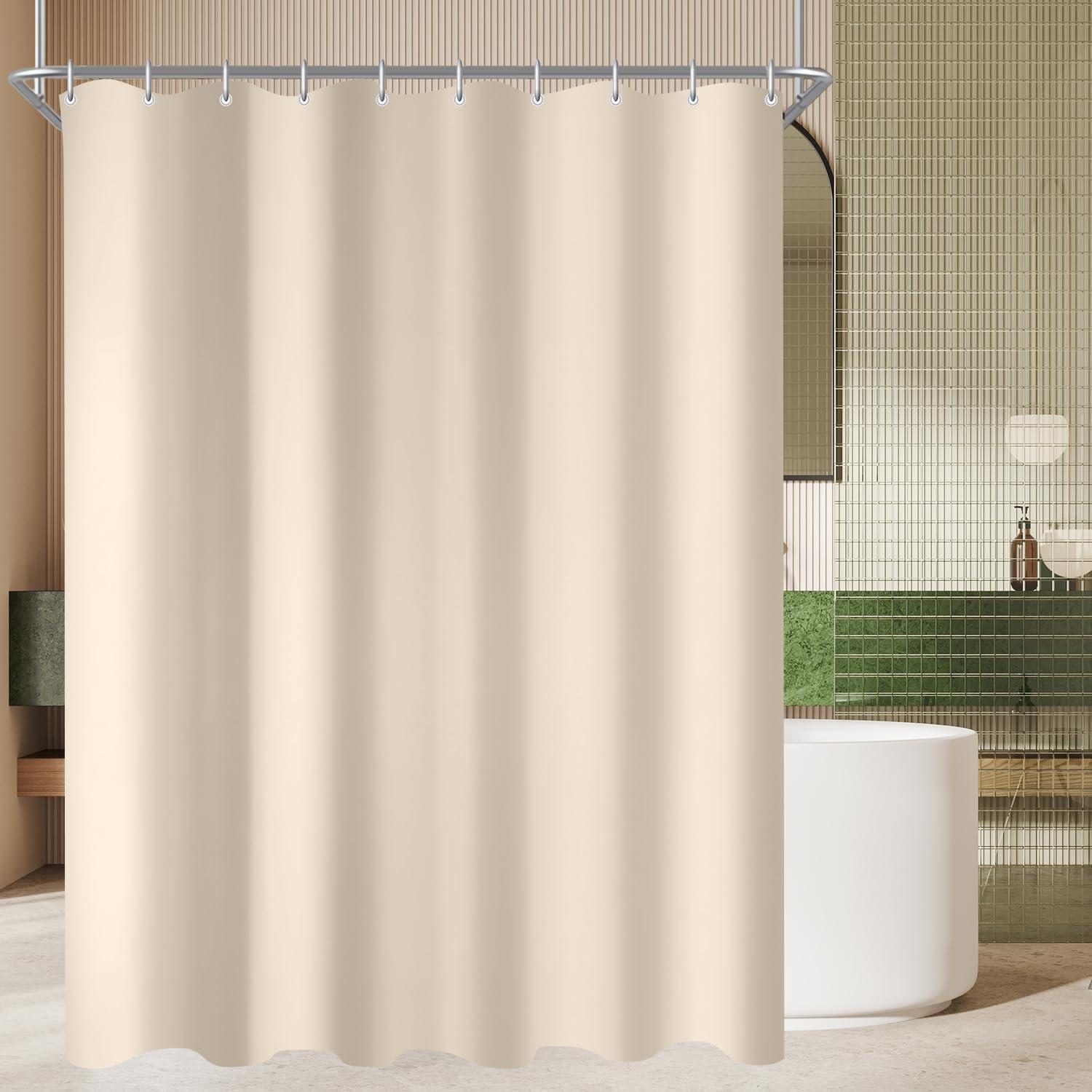 Duschvorhang 90x90 Cm Beige Wasserabweisend Inkl. 6 Ringe