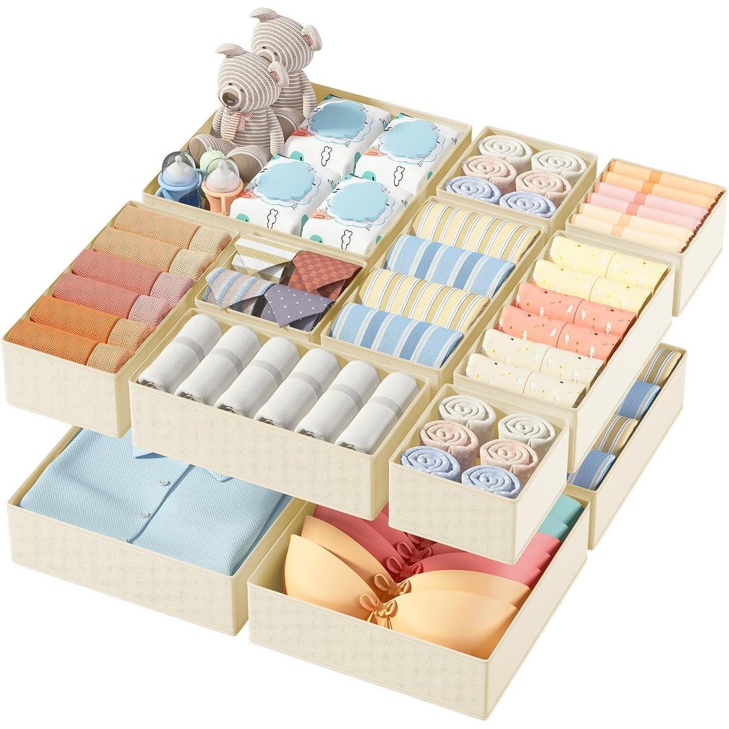 Schubladen Organizer Unterwäsche Kleiderschrank Socken 12 Stück Beige
