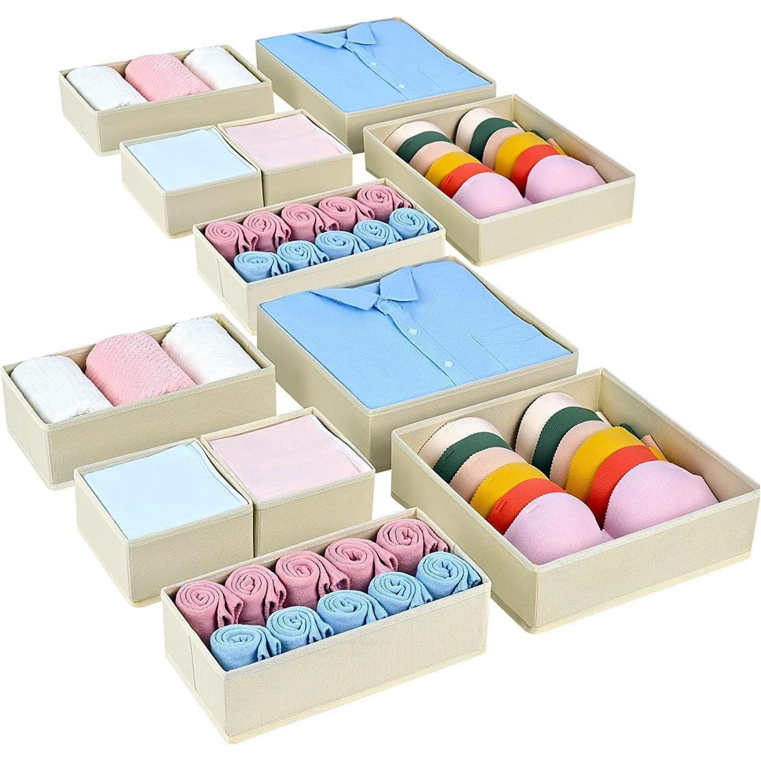 Schubladen Organizer Stoff Unterwäsche Socken 12 Stück Beige 12er Set