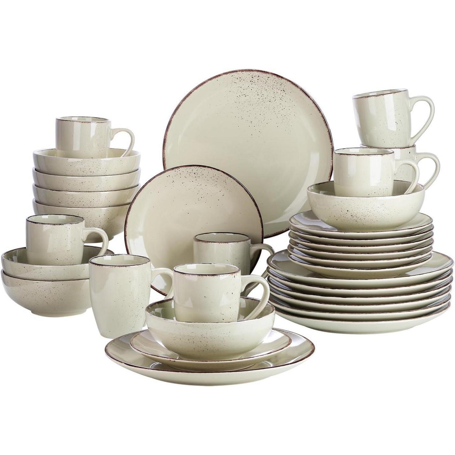 Tafelservice 32 Teilig 8 Personen Steingut 32-teiliges Set Beige