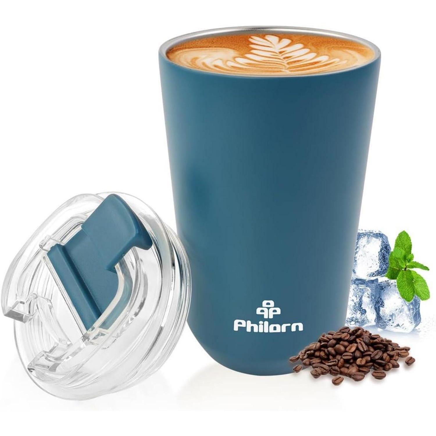 Thermobecher Kaffee To Go Becher Edelstahl Blau 380ml Mit Deckel