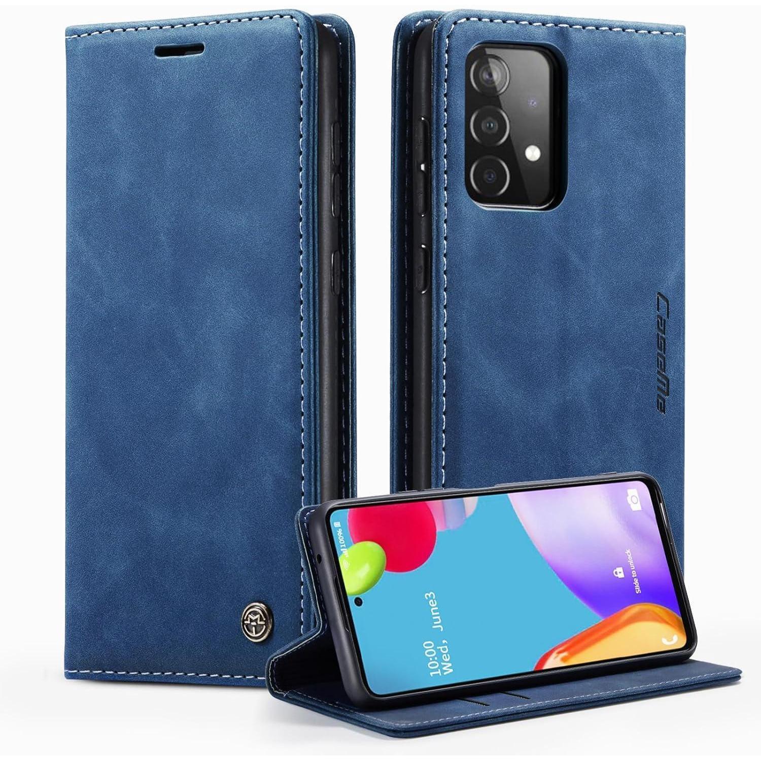 Caseme Samsung Galaxy A52s 5g/ A52 Hülle Premium Leder Tasche Blau