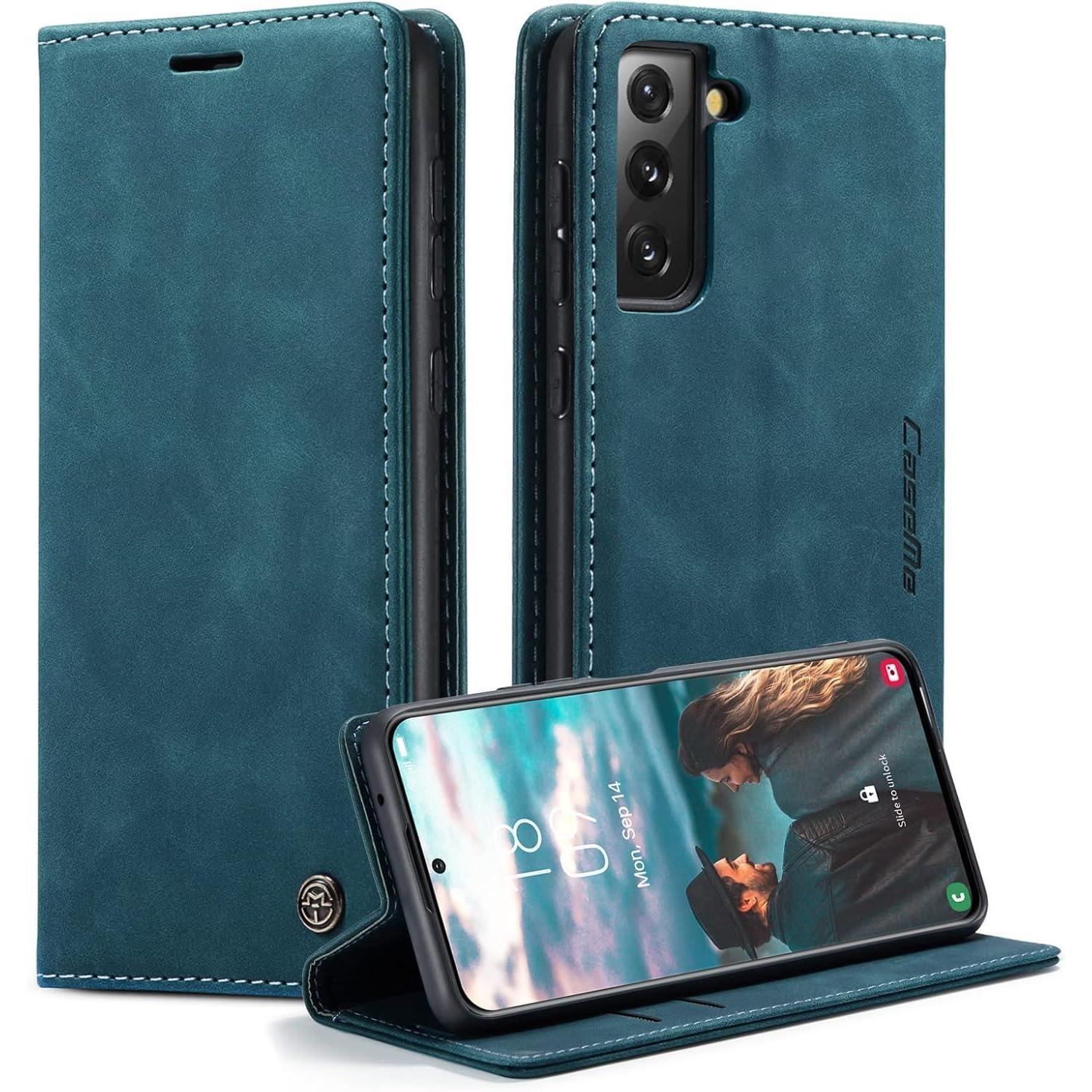 Caseme Samsung Galaxy S21 Fe 5g Hülle Flip Case Blaugrün
