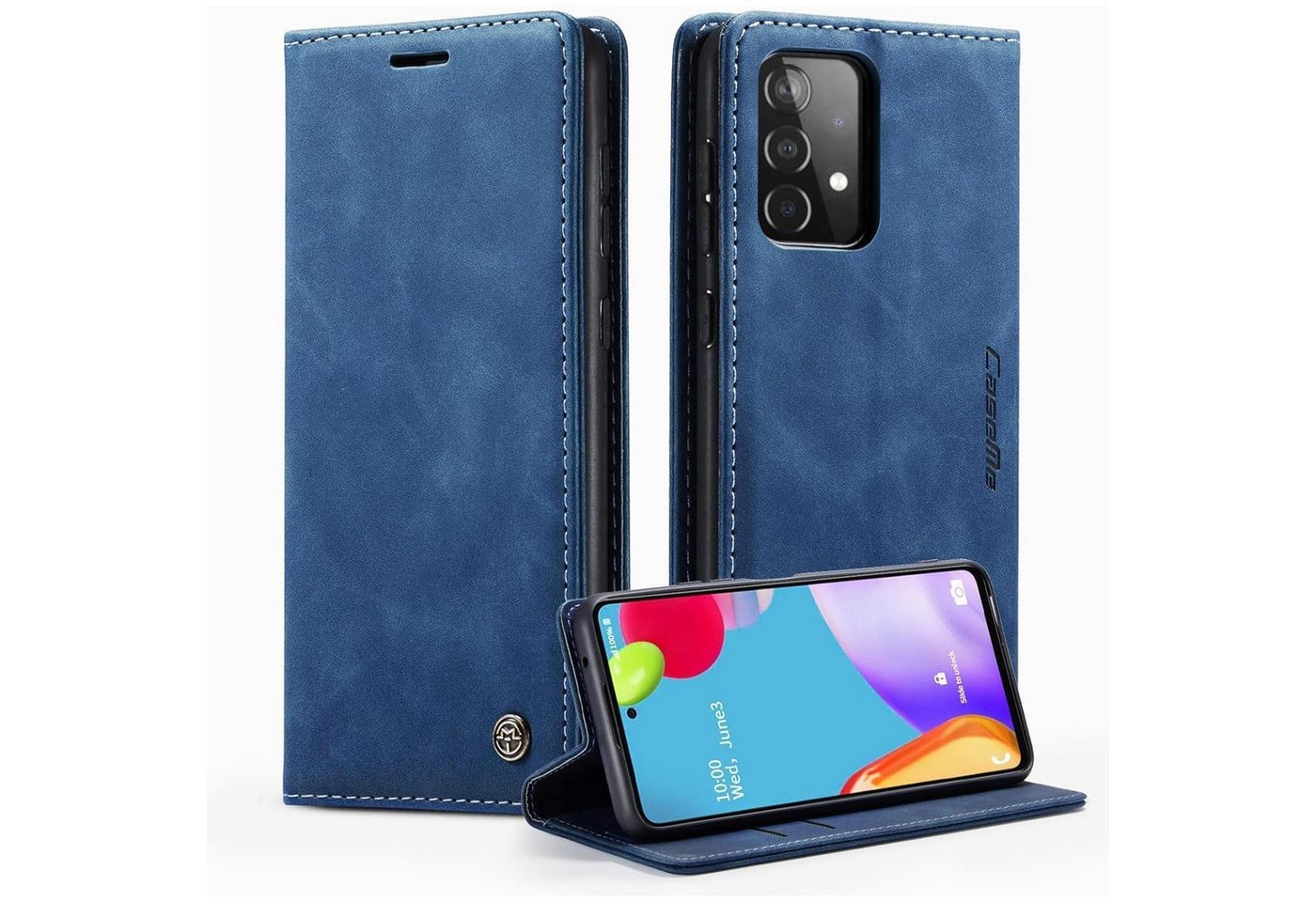 Samsung Galaxy A53 5g Handyhülle Premium Leder Klapp Case Magnet Blau Bild 2