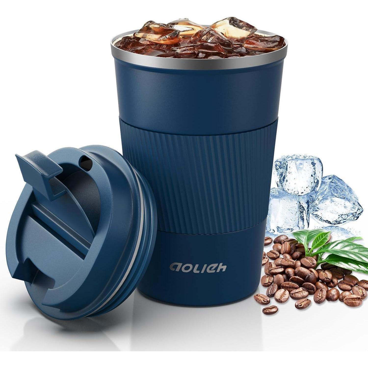 Aolieh Thermobecher Edelstahl Kaffeebecher Isolierbecher 380ml Marineblau